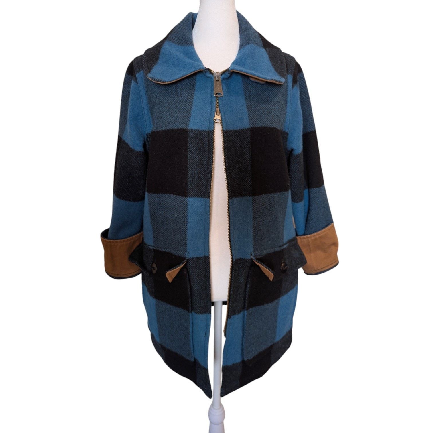 Gramicci Woolrich Blue Wool Buffalo Plaid Fall Winter Coat Small Size S / US 4 / IT 40 - 2 Thumbnail