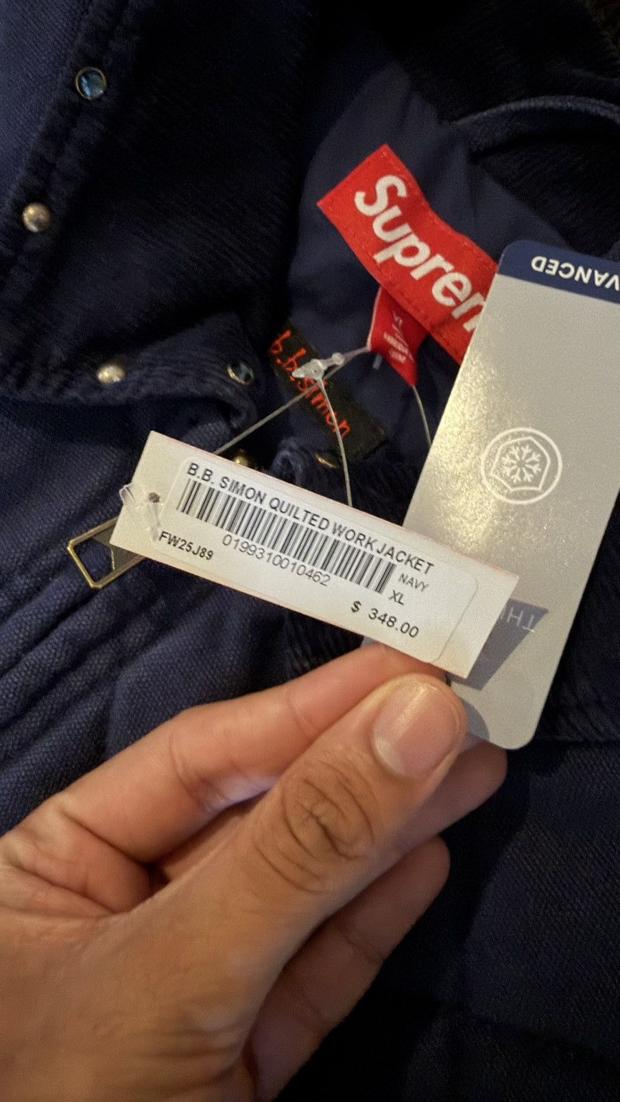 B.B. Simon × Supreme Supreme B.B simon quilted work jacket (XL) (Blue) Size US XL / EU 56 / 4 - 2 Thumbnail