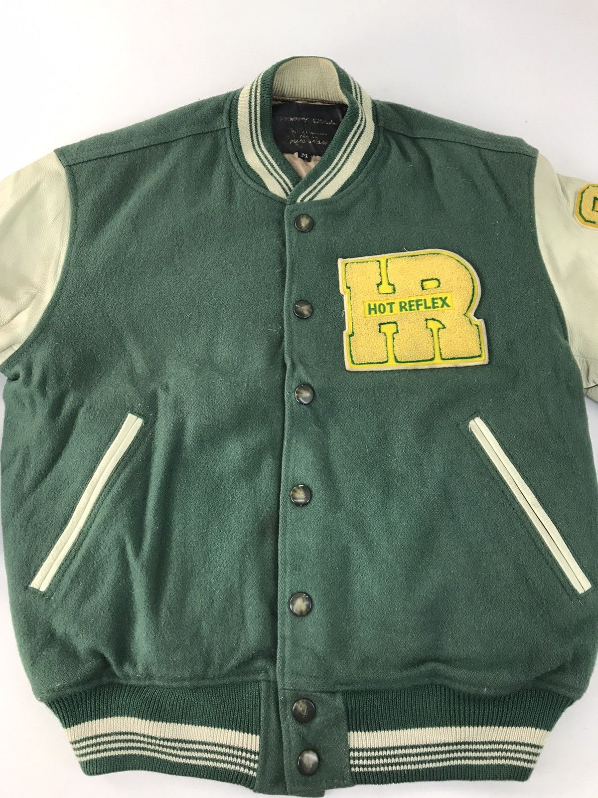 Leather 90s Happy Call Hot Reflex Varsity Jacket Leather Sleeve Size US M / EU 48-50 / 2 - 3 Thumbnail