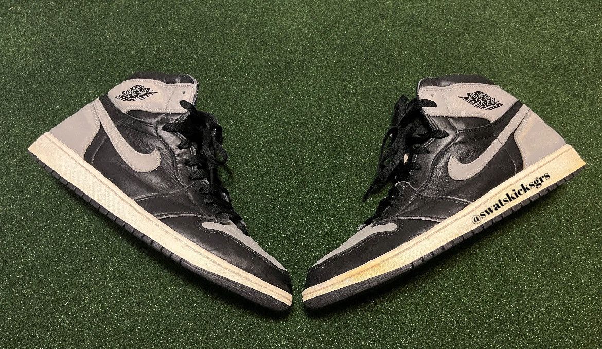 image of Air Jordan Retro 1 High Shadow Aged 2018 Black White Grey Shoes, Men's (Size 13)