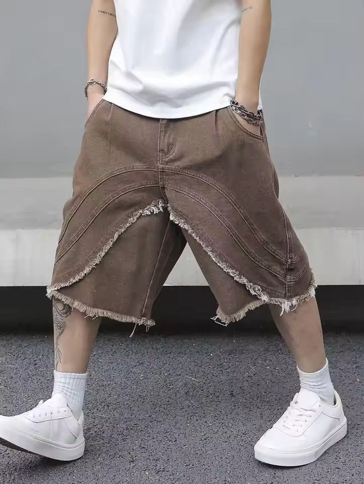 Japanese Brand brown denim shorts Size US 35 - 1 Thumbnail