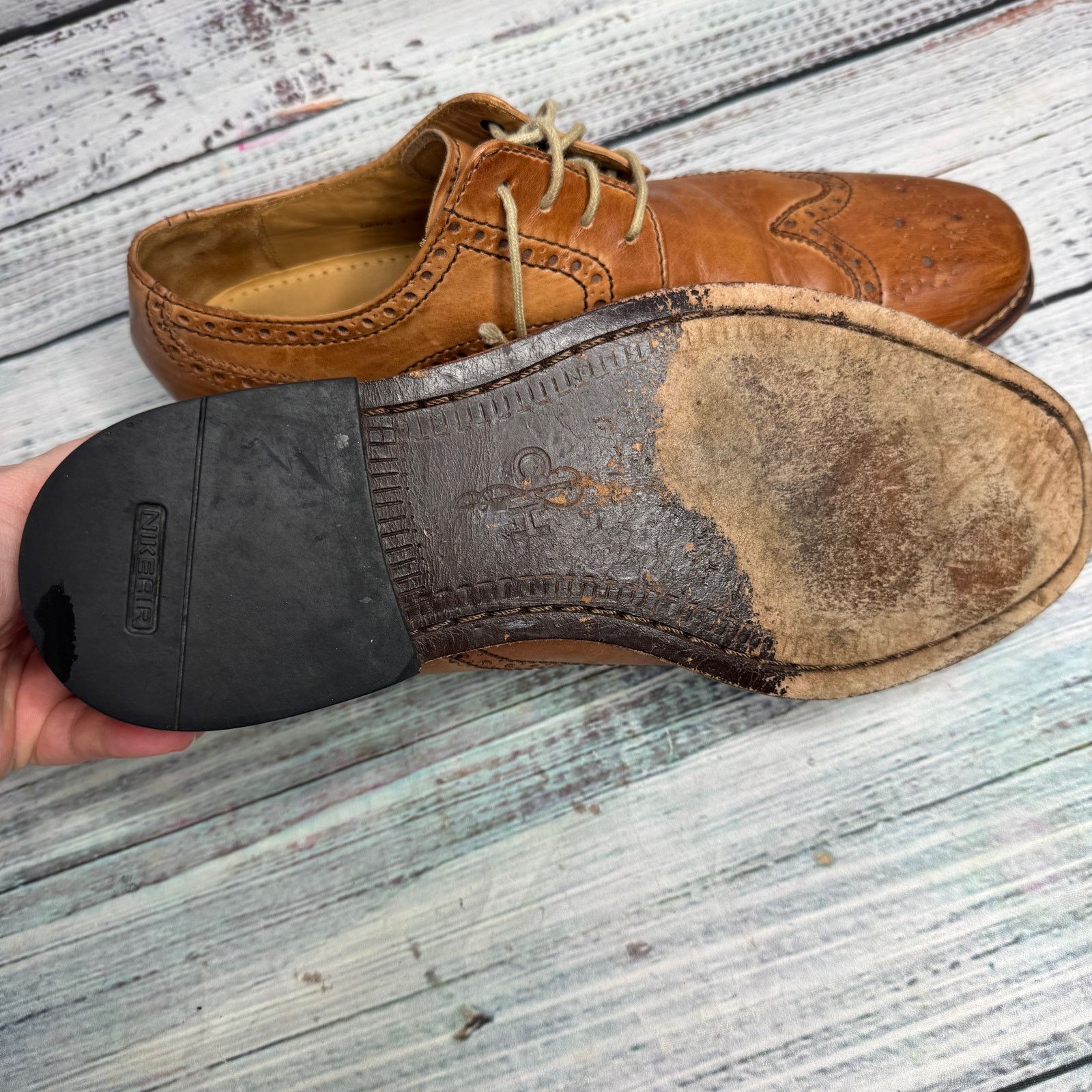Cole Haan Cole Haan Mens Leather Wingtip Square Toe Lace Up Oxford 9 Size US 9 / EU 42 - 3 Thumbnail