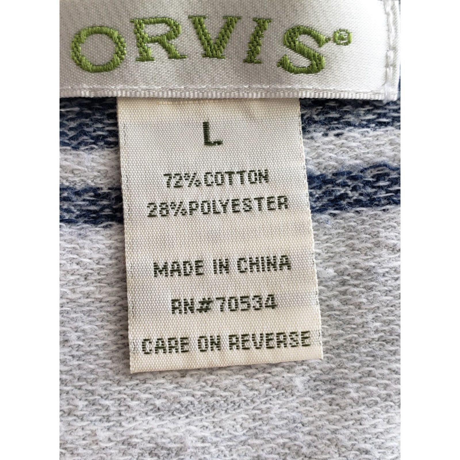 Orvis Orvis Women's T-Shirt Blue Gray Geometric Print 3/4 Sleeve Scoop Neck Cotton Blend Casual Tee Large Ladies L Regular Size L / US 10 / IT 46 - 4 Thumbnail