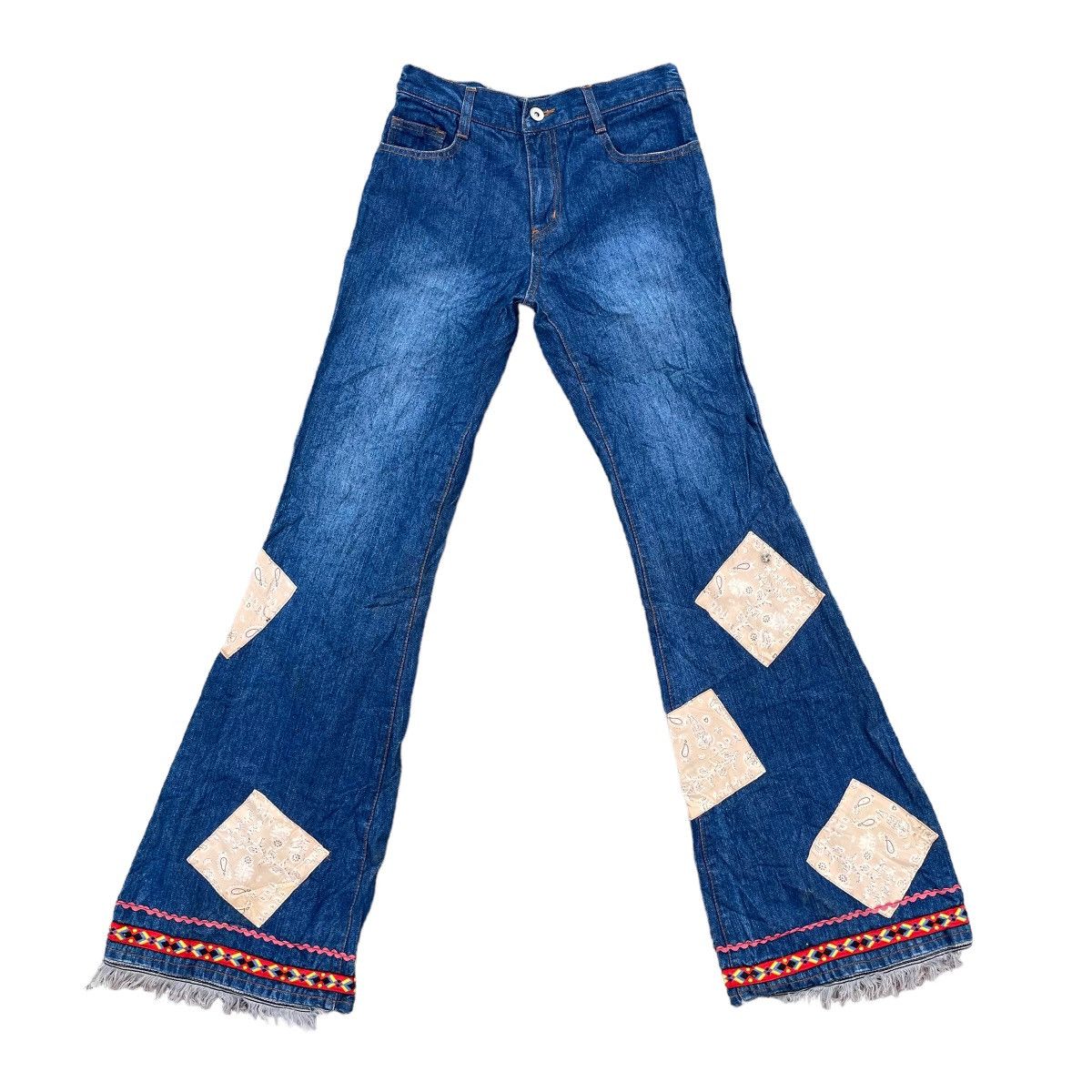 Kapital 🇯🇵 FTS PATCHWORK FLARE DENIM PANTS Size 28" / US 6 / IT 42 - 1 Thumbnail