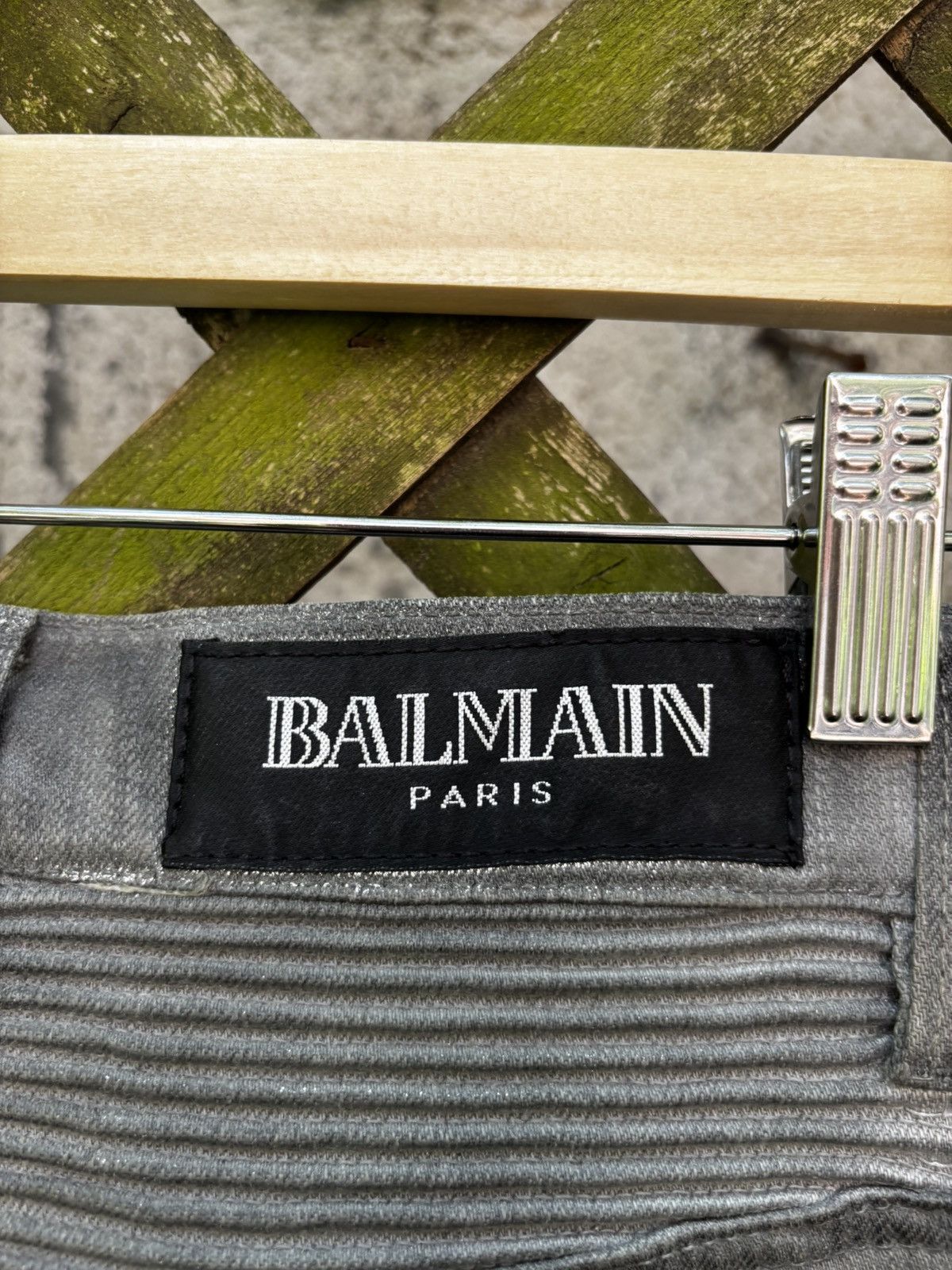 Balmain FW12 Balmain Decarnin Sparkle Wax Coated Silver Biker Jeans Size US 29 - 16 Thumbnail