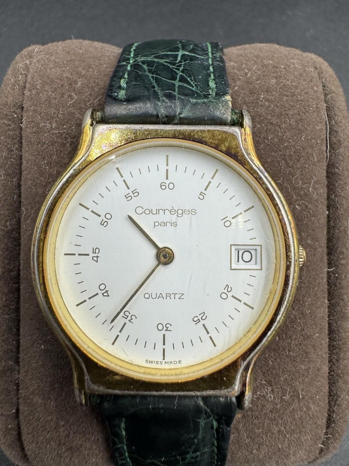 Courreges Vintage Courreges Paris Quartz Date Watch Swiss Made White D Size ONE SIZE - 1 Thumbnail