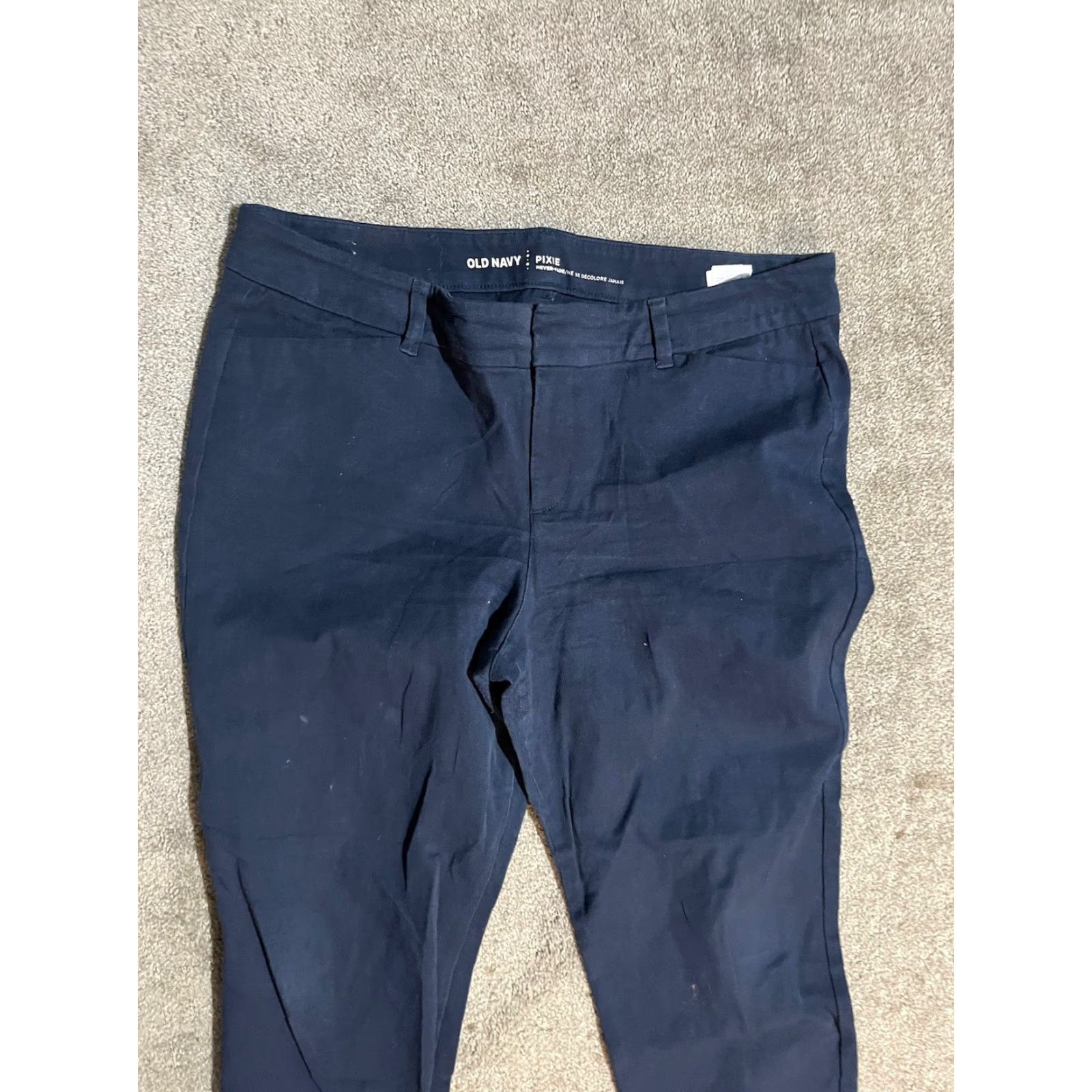 Old Navy Old Navy Pants Women Size 12 Navy Blue Pixie Crop Ankle Slim Pockets Mid Rise Cotton Blend Size 34" / US 12 / IT 48 - 2 Thumbnail