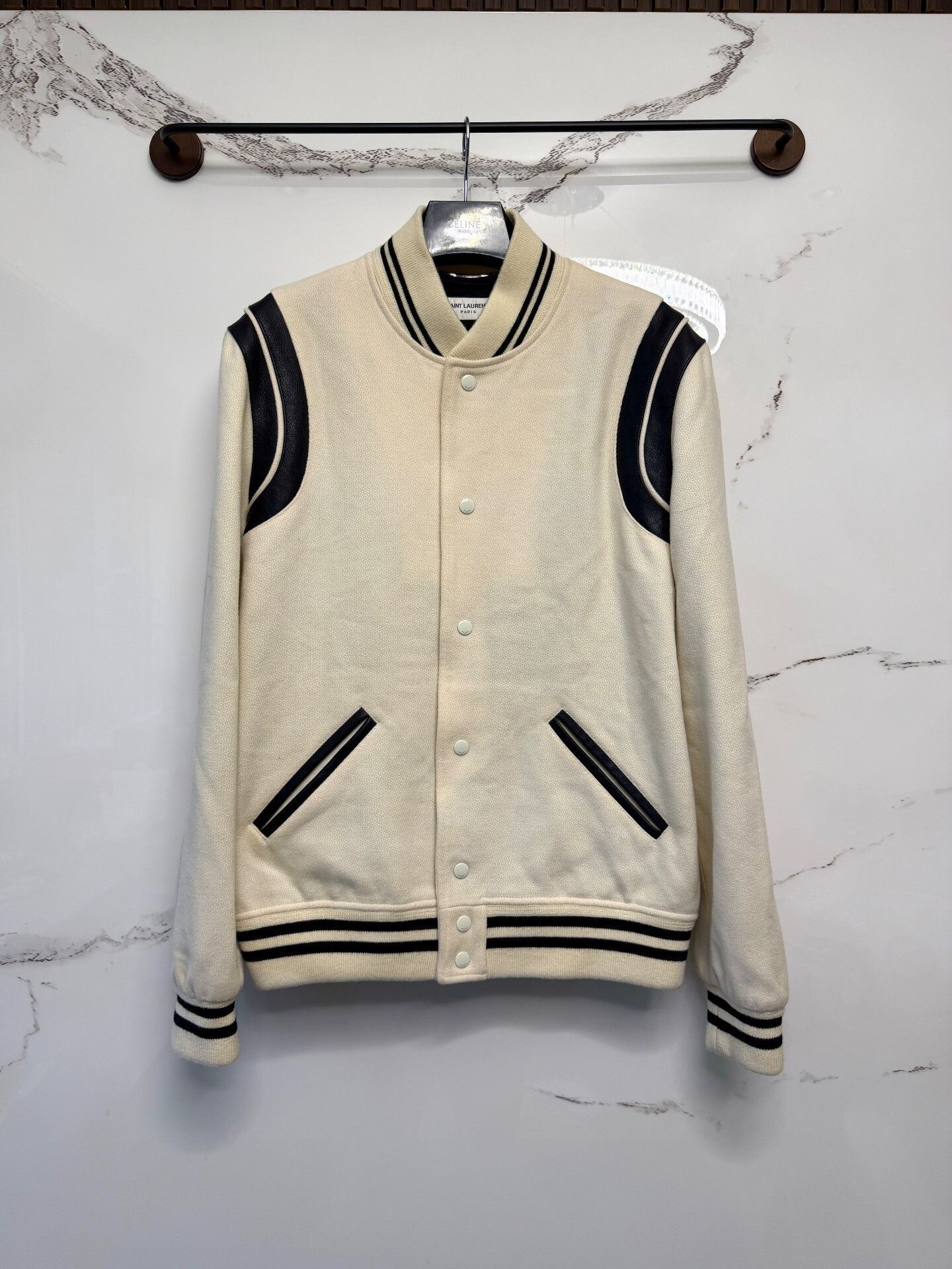 Saint Laurent Paris saint laurent white leather baseball jacket Size US L / EU 52-54 / 3 - 1 Thumbnail