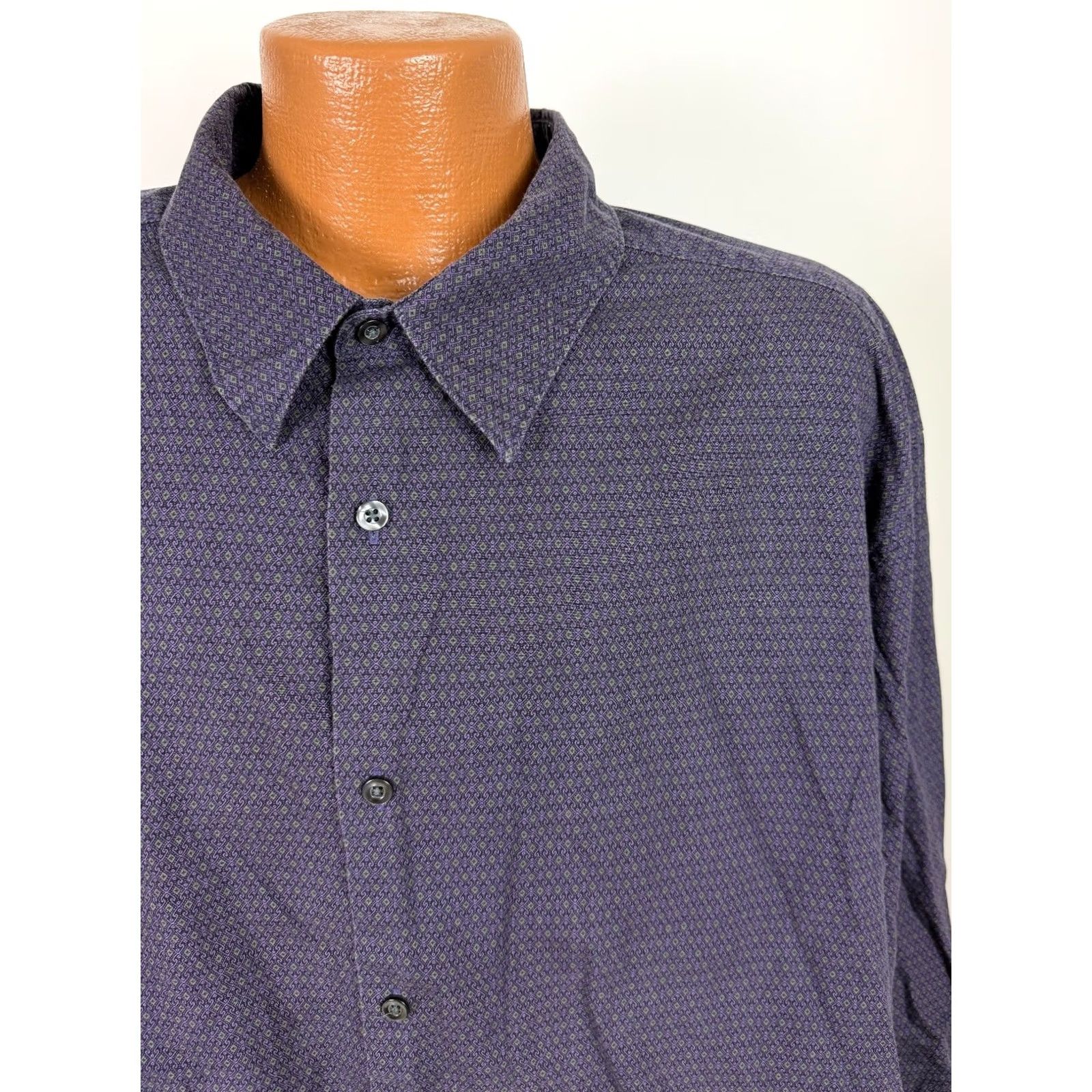Liz Claiborne VINTAGE Claiborne Shirt Geometric 3XL Purple Cotton Button-Up Casual Mens Size US XXL / EU 58 / 5 - 3 Thumbnail