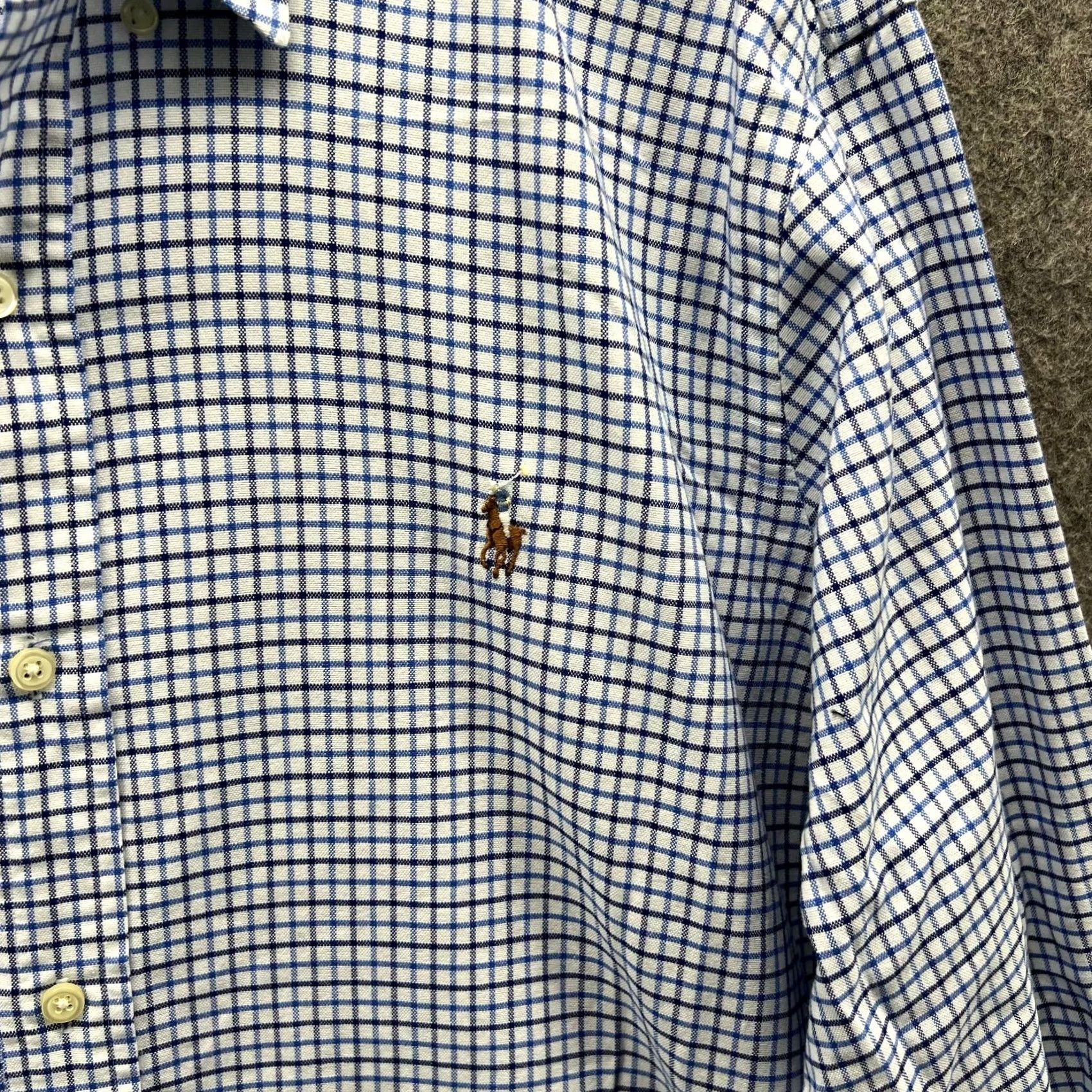 Polo Ralph Lauren VINTAGE Polo Ralph Lauren Shirt Mens XL Blue Button Up Gingham Oxford Pony Shirt Size US XL / EU 56 / 4 - 7 Thumbnail