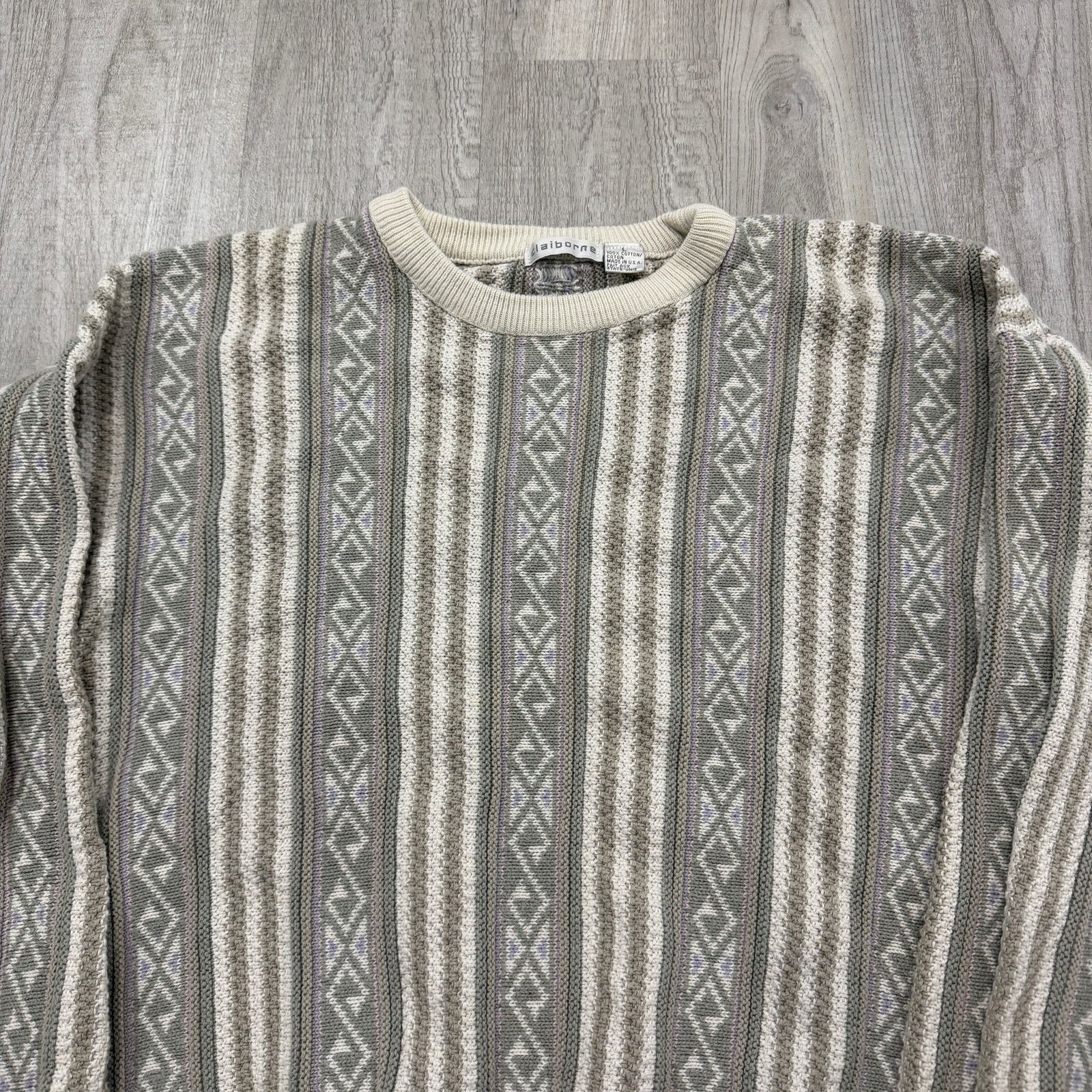 Vintage Vintage Claiborne Sweater Men's Large Geometric Crewneck Size US L / EU 52-54 / 3 - 2 Thumbnail