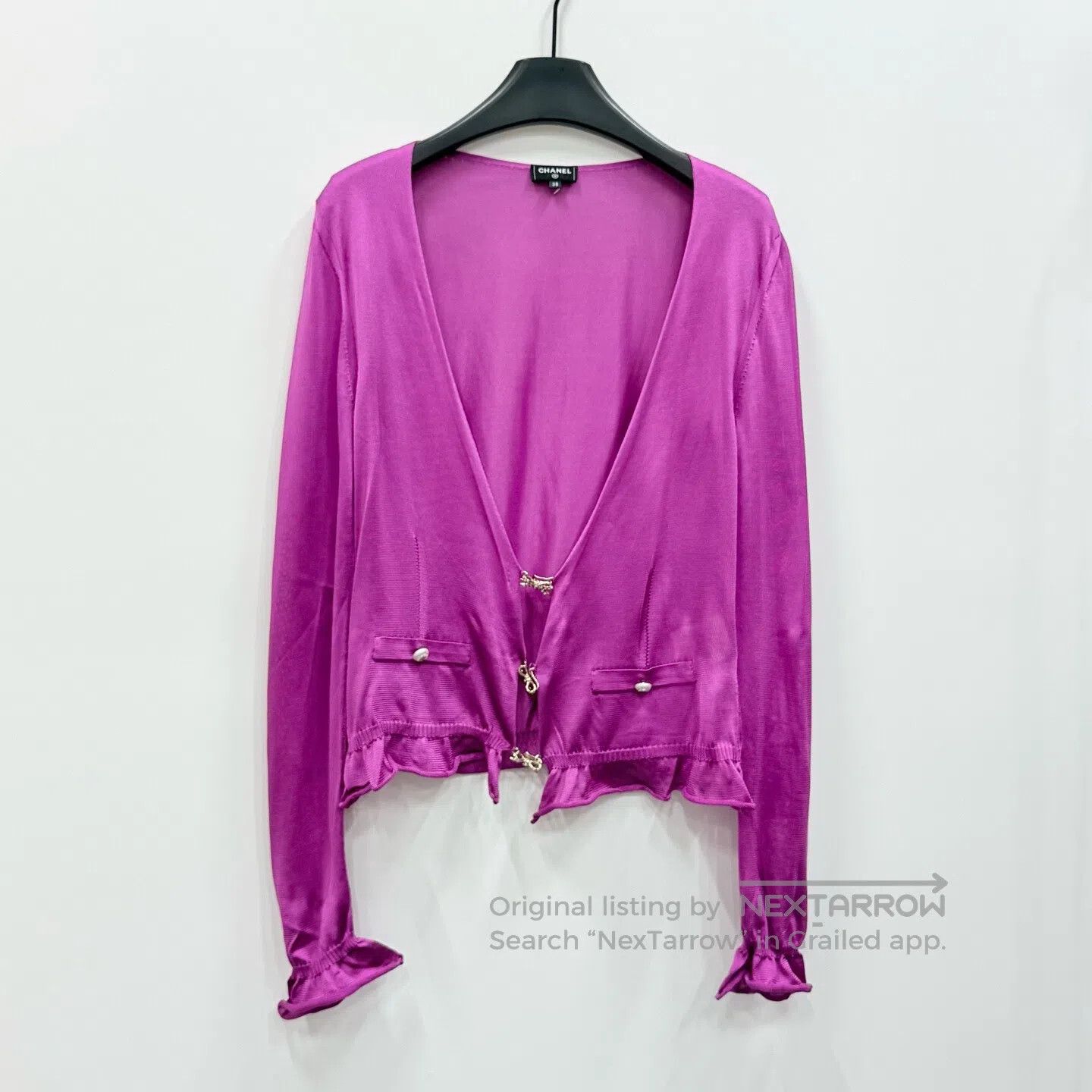 Chanel Chanel Solid Color Bow Tie Diamond Buckle Flounce Long Sle Size XS / US 0-2 / IT 36-38 - 1 Thumbnail