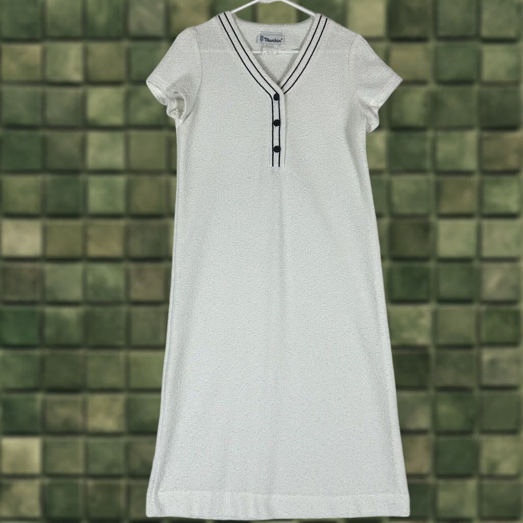 Vintage VINTAGE Manikin Long Dress Gown Womens Size 10 Made in USA Button Short Sleeve Maxi Dress White Solid USA Theme 90s Womens Size 32" / US 10 / IT 46 - 1 Thumbnail