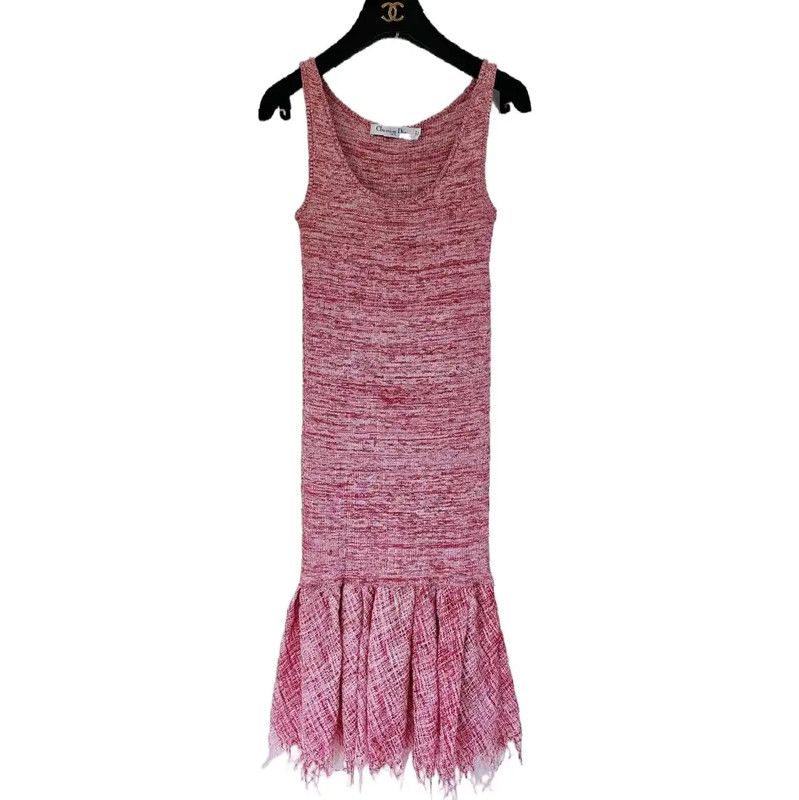 Dior Dior Women's Red Midi Dress with Ruffle Hem 0089 Size S / US 4 / IT 40 - 1 Thumbnail