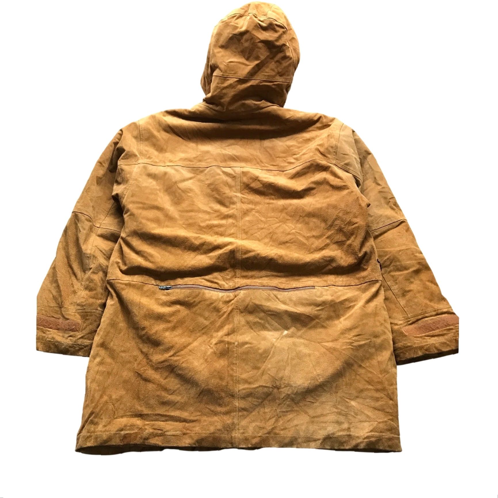 Vintage Wilsons Leather M. Julian Hooded Parka Jacket Mens Large Suede Faux Fur Trim Long Sleeve Full Zip Pockets Brown Jacket Size L / US 10 / IT 46 - 2 Thumbnail