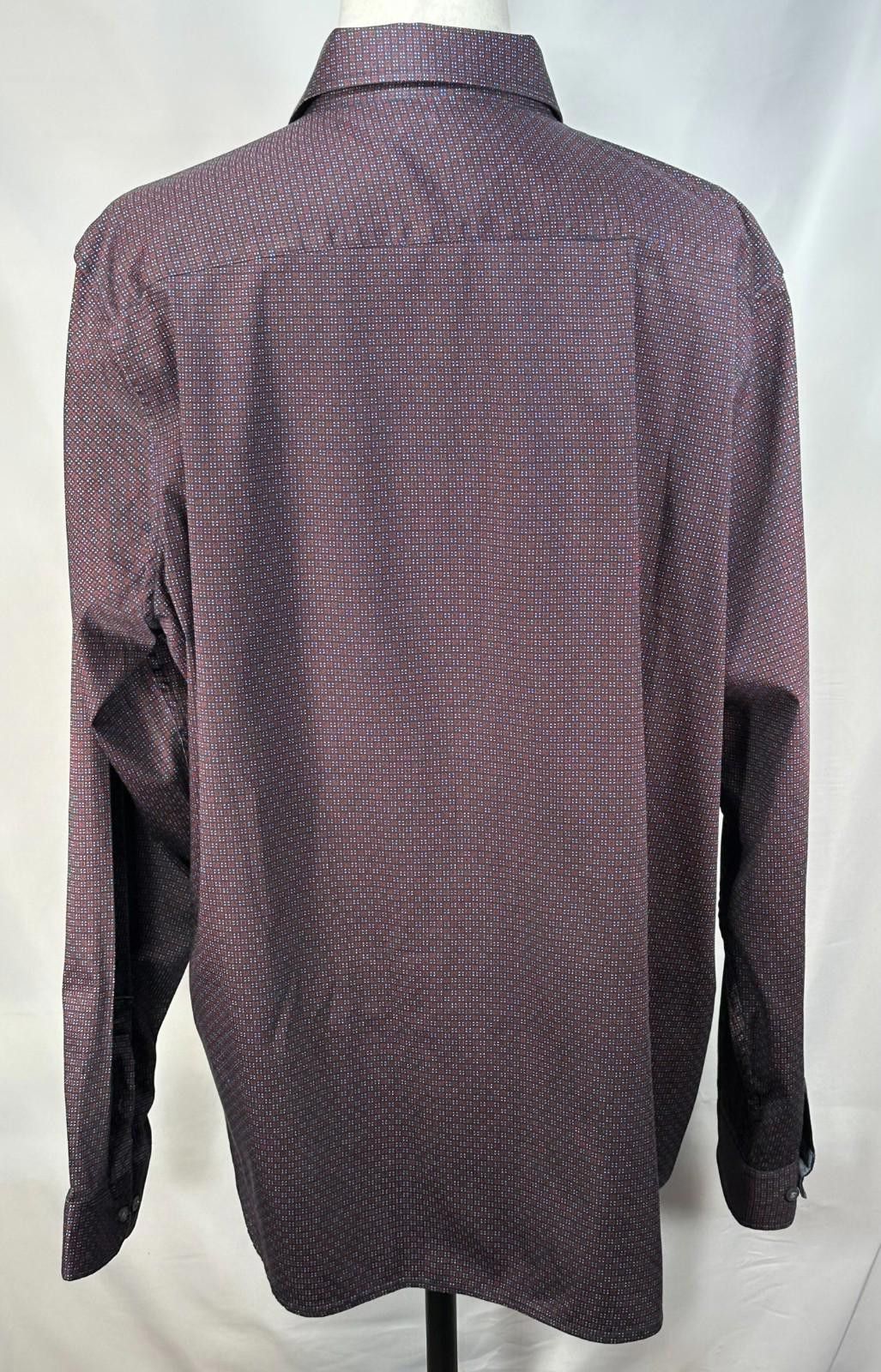 Elie Tahari Tahari Regular Fit Stretch Dress Shirt Maroon Mens 2XL Size 48R - 2 Thumbnail