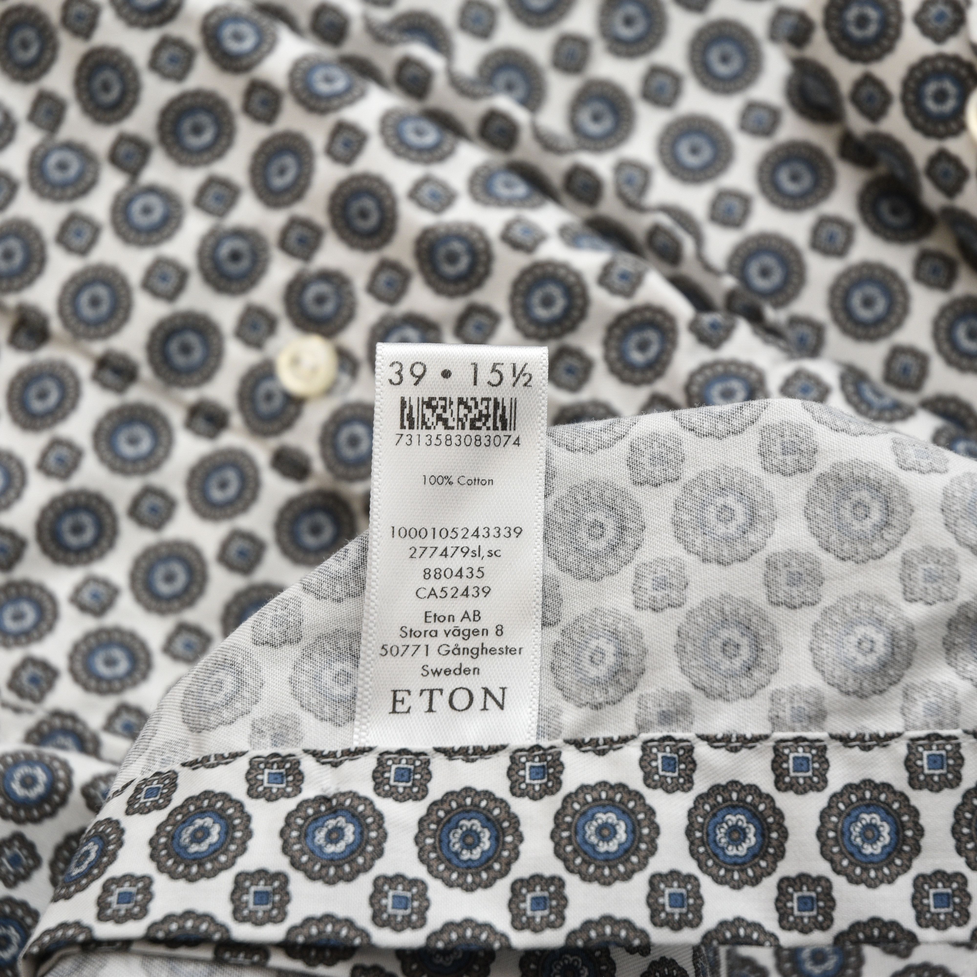 Eton Eton Men’s Slim Fit Shirt Geometric Medallion Print Blue Gre Size US M / EU 48-50 / 2 - 12 Thumbnail
