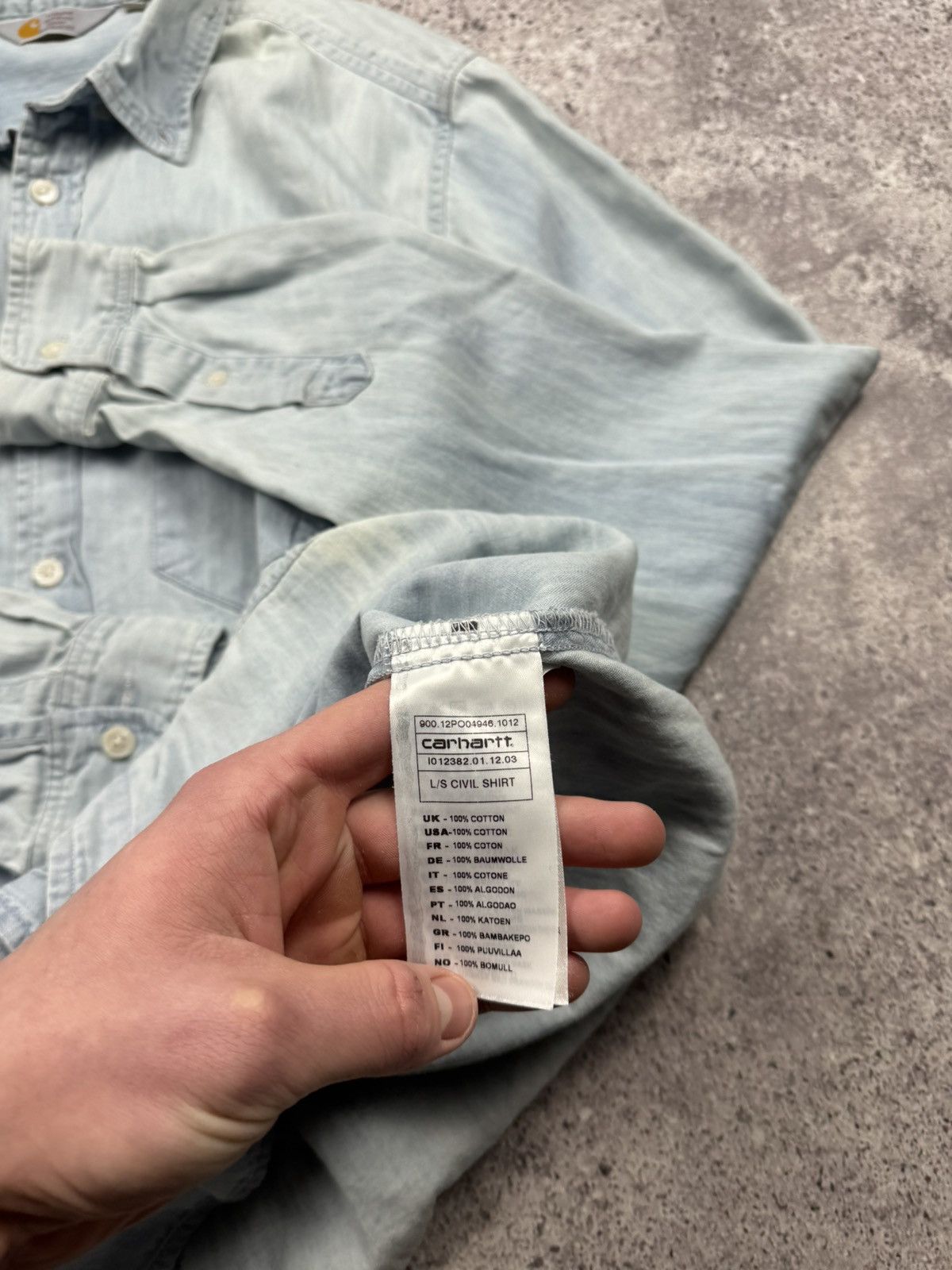 Carhartt Vintage Carhartt Y2K Distressed Faded Denim Shirt Japanesse Size US L / EU 52-54 / 3 - 10 Thumbnail