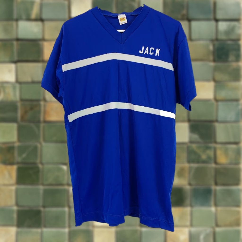 Russell Athletic VINTAGE Russell Athletic Jersey Shirt Unisex XL 70s 80s Blue Adult Large V-Neck Racing Jack Size US L / EU 52-54 / 3 - 1 Thumbnail