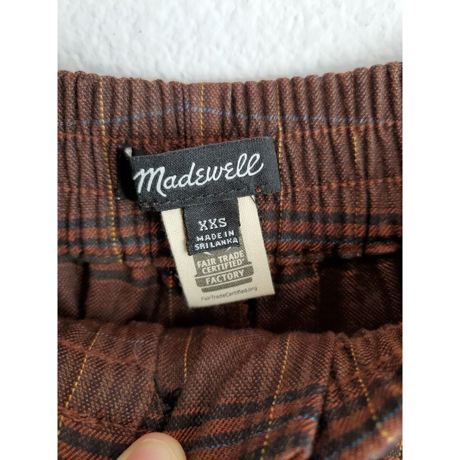 Madewell Madewell Pants Womens XXS Flannel Track Trousers Brown Glen Size 26" / US 2 / IT 38 - 6 Thumbnail