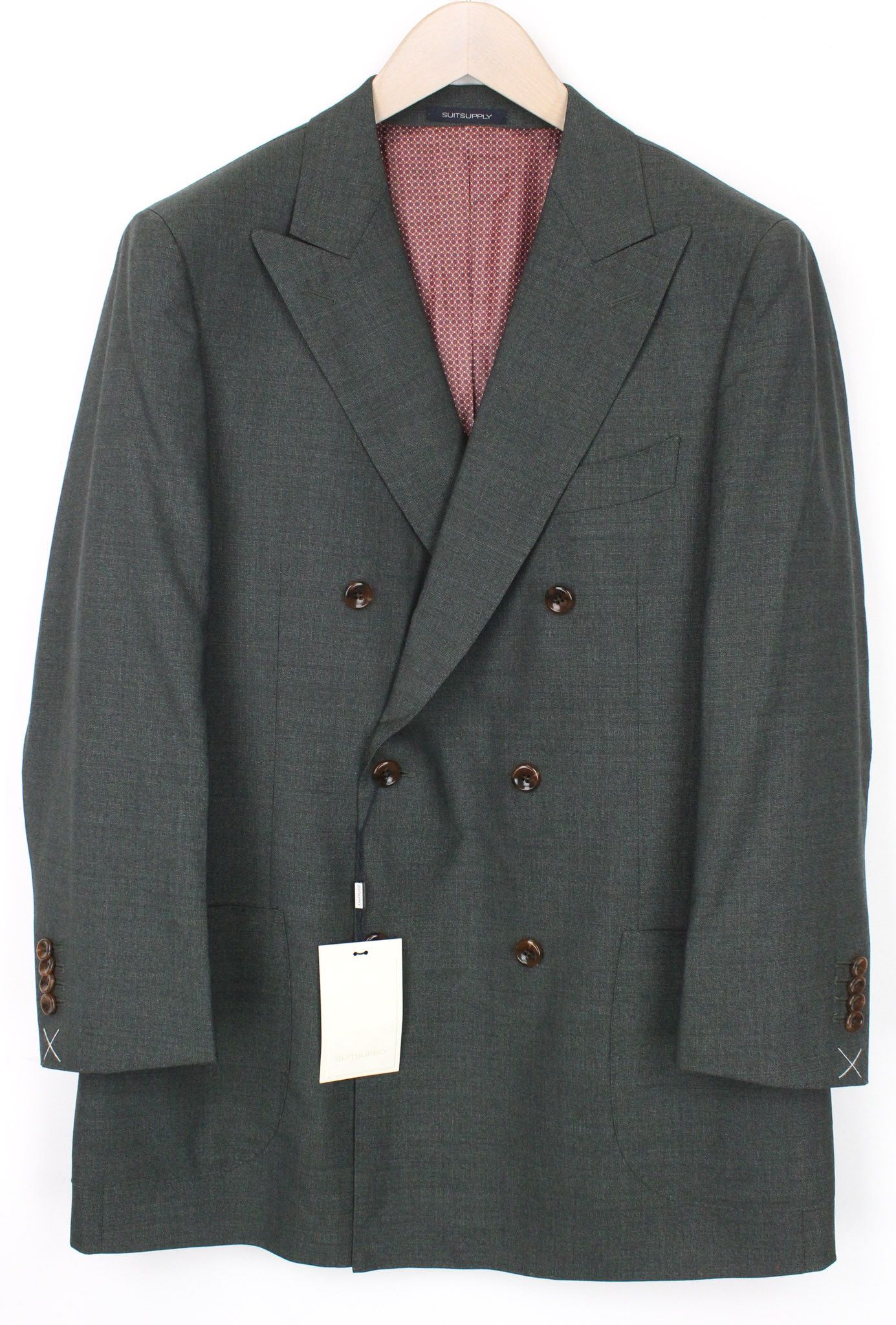 Suitsupply LA SPALLA UK42R Green Wool Double-Breasted Peak 72052 Size 42R - 1 Thumbnail