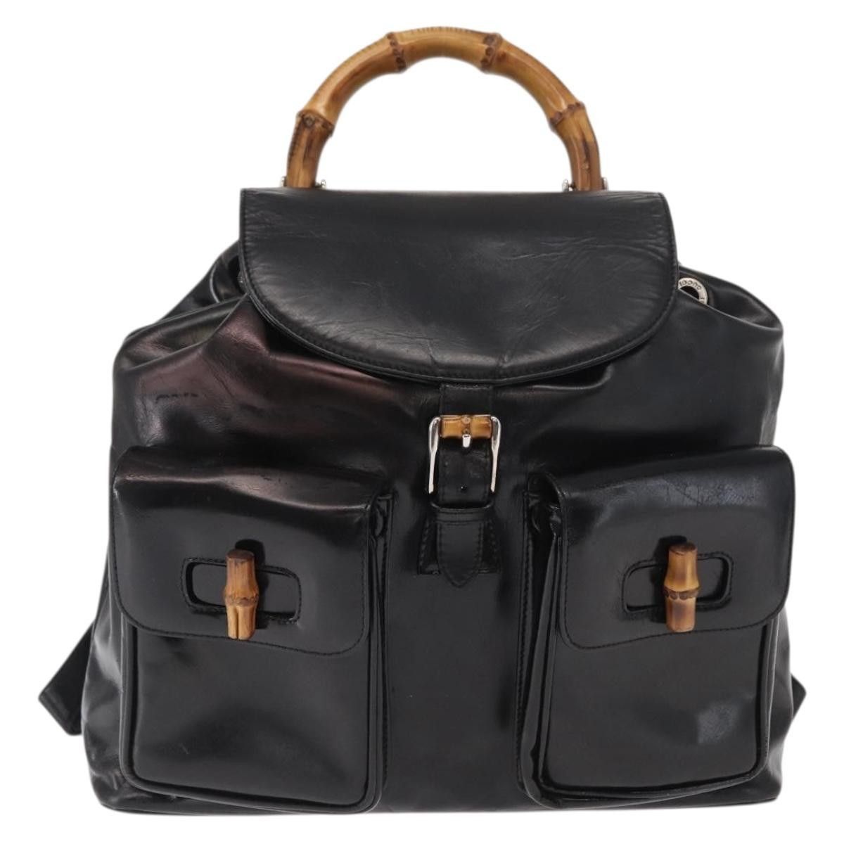 Gucci Gucci Vintage Bamboo Backpack Leather Size ONE SIZE - 1 Thumbnail