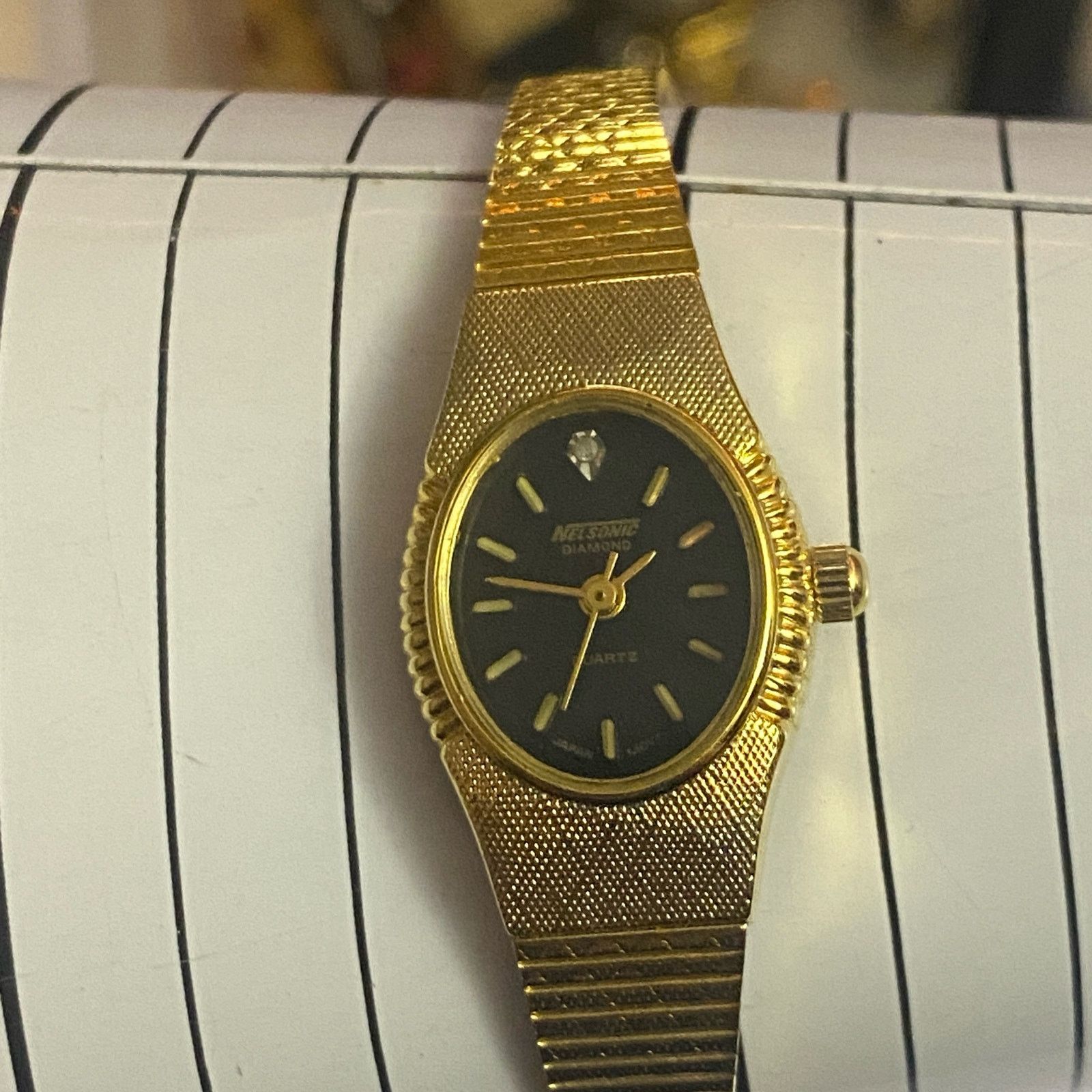 Other Ladies Nelsonic Diamond Gold Tone Watch Working New Battery Grailed