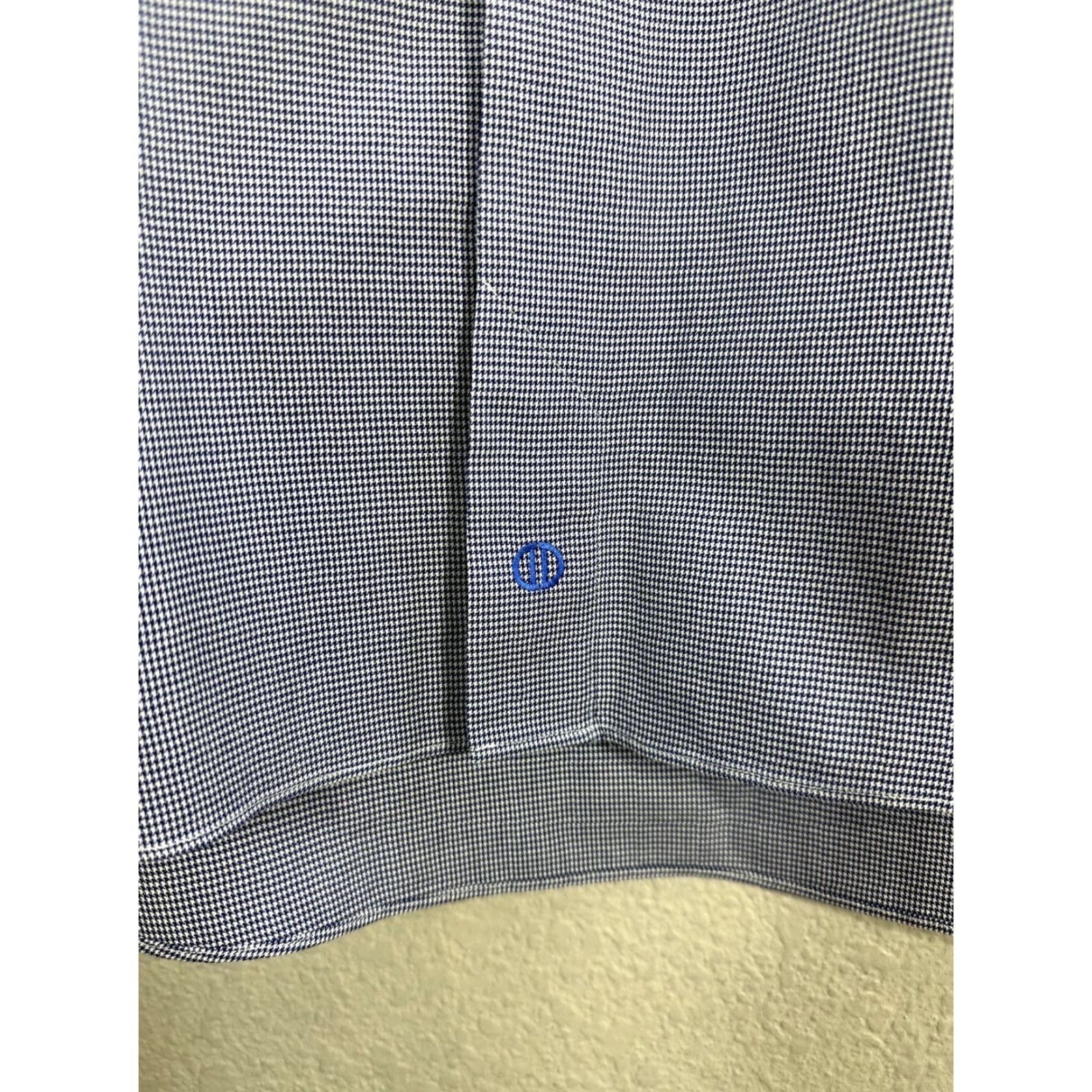 David Donahue David Donahue Dress Shirt Long Sleeve Button Up Cotton Blue Houndstooth 17 Mens Size 46R - 5 Thumbnail