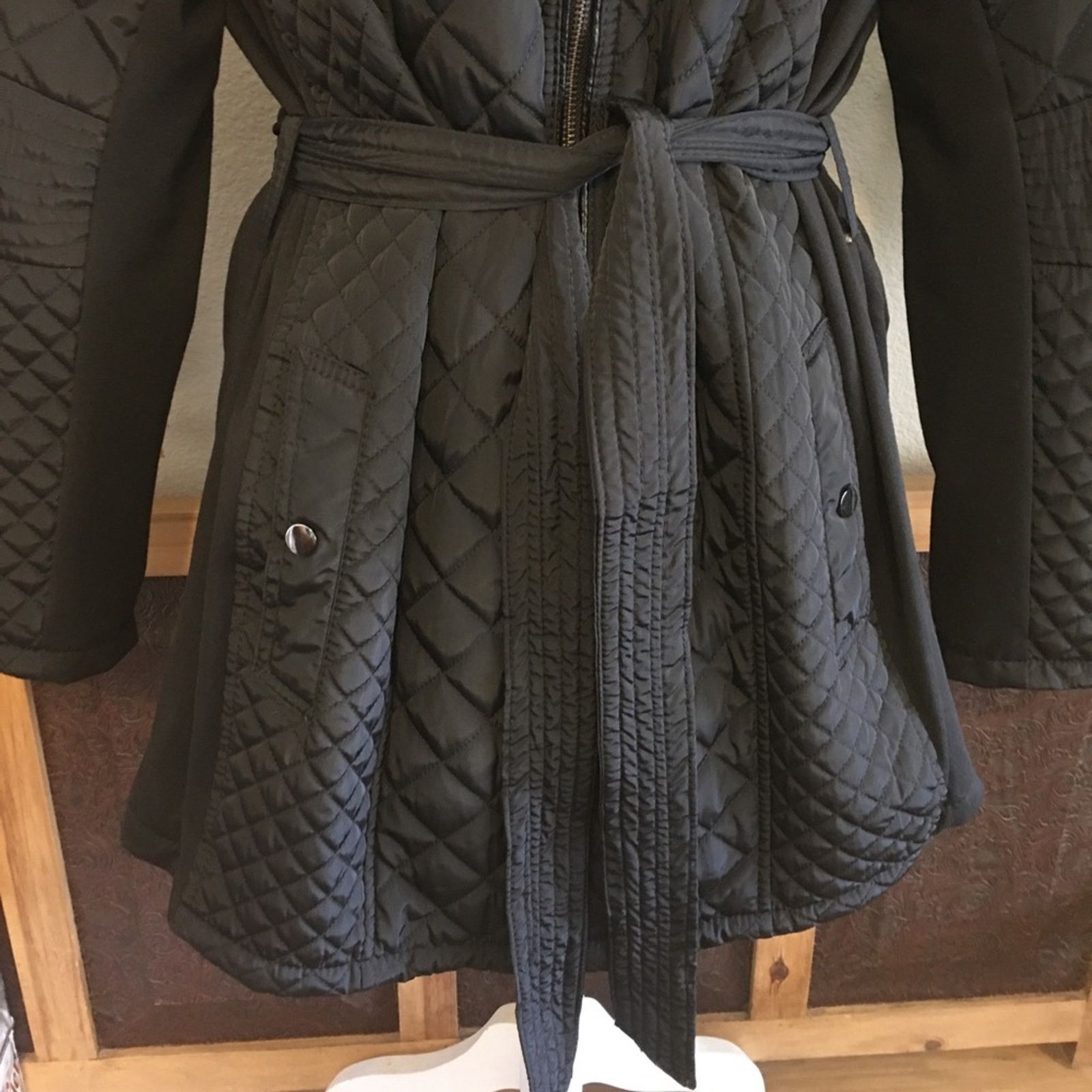 Other Sebby black quilted zipper hood belted jacket NWT Size XXL / US 16-18 / IT 52-54 - 7 Thumbnail