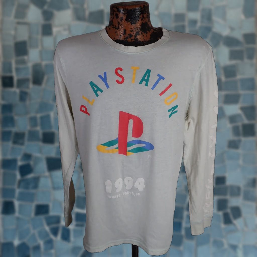 Sony VINTAGE 90s Sony PlayStation Long Sleeve Shirt Adult Medium White Graphic Tee Minato Tokyo Mens Size US M / EU 48-50 / 2 - 1 Thumbnail