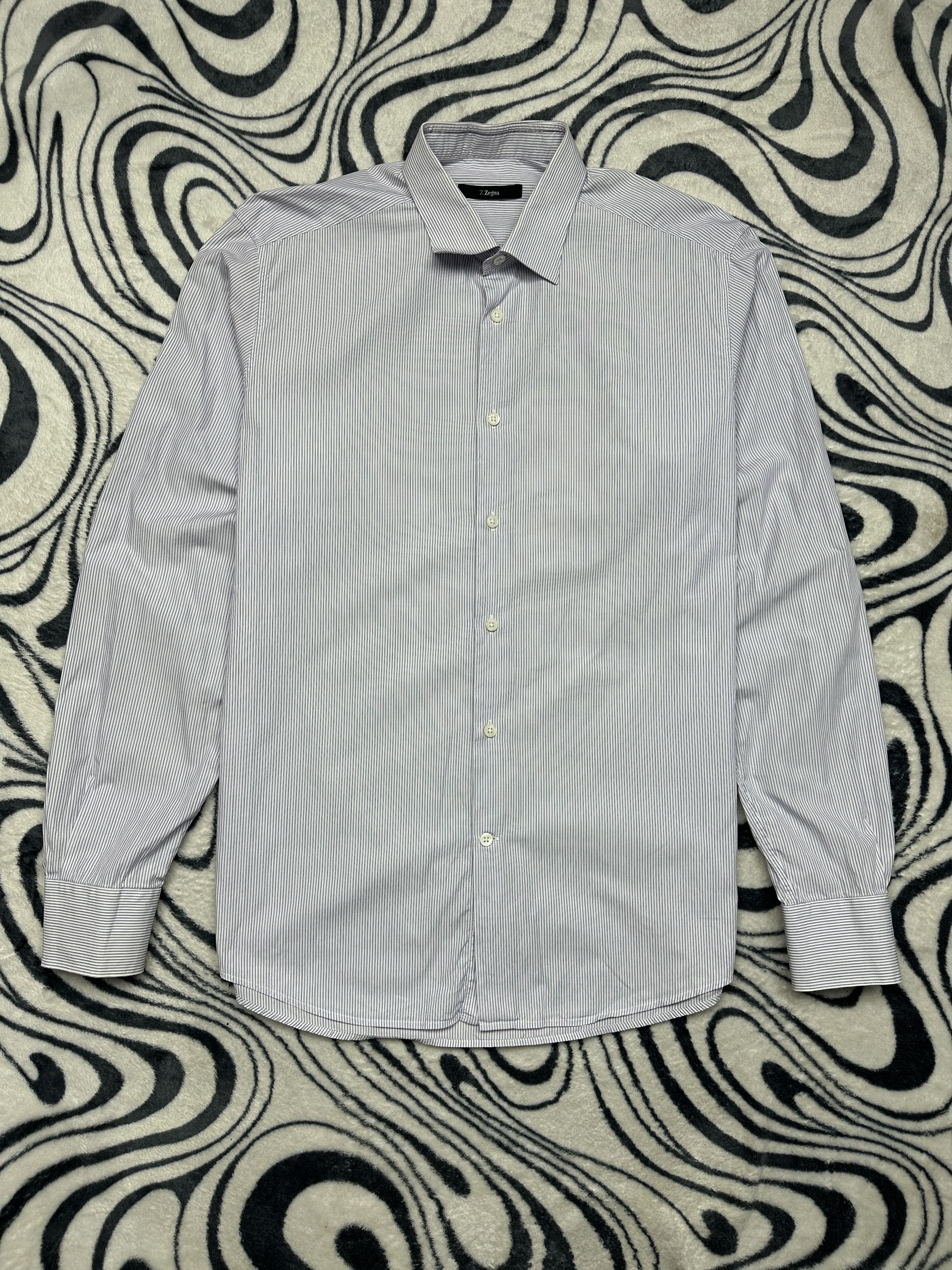 Z Zegna Z Zegna Mens Long Sleeve Striped Shirt Ermenegildo Zegna Size US L / EU 52-54 / 3 - 1 Thumbnail