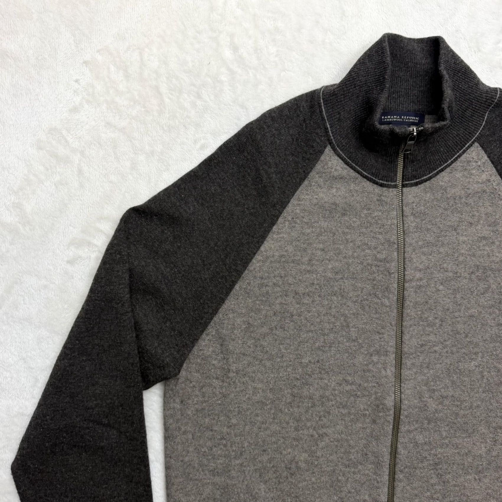 Banana Republic VINTAGE Banana Republic Jacket Mens XL Gray Lambswool Cashmere Blend Full Zip Mock Neck Size US XL / EU 56 / 4 - 5 Thumbnail