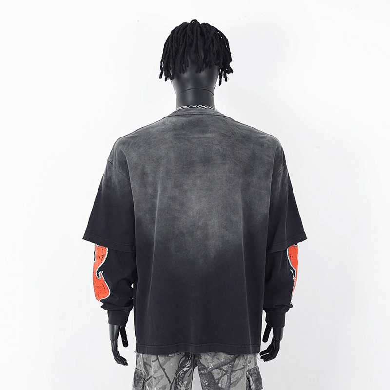 Vintage Fire Flame Print Graphic Bleached Long Sleeve T Shirt Size US XL / EU 56 / 4 - 2 Thumbnail