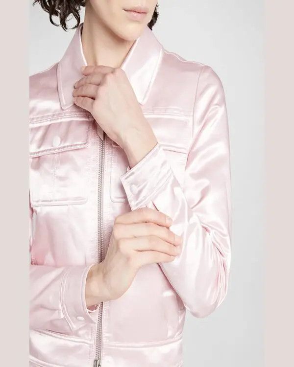 Tom Ford o1w1db10525 CS1237 Ducesse Satin Full Zip Jacket in Pink Size M / US 6-8 / IT 42-44 - 5 Thumbnail