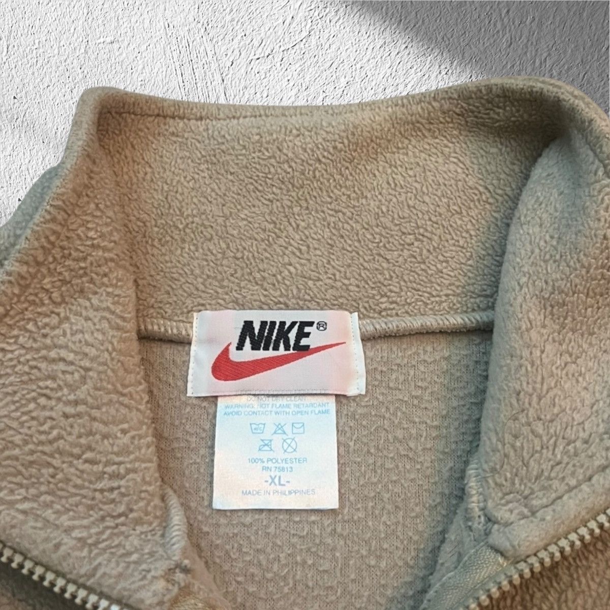 Nike Vintage 90s Nike 1/4 Zip Thermal Sweatshirt Tan Streetwear Size US XL / EU 56 / 4 - 3 Thumbnail