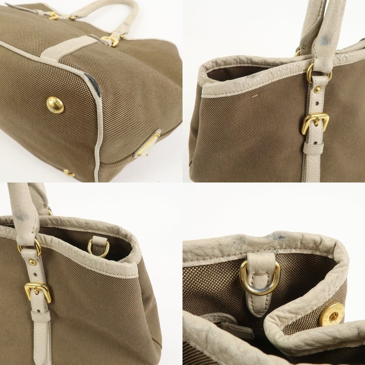 Prada Prada Logo Jacquard Canvas Tote Brown Size ONE SIZE - 6 Thumbnail