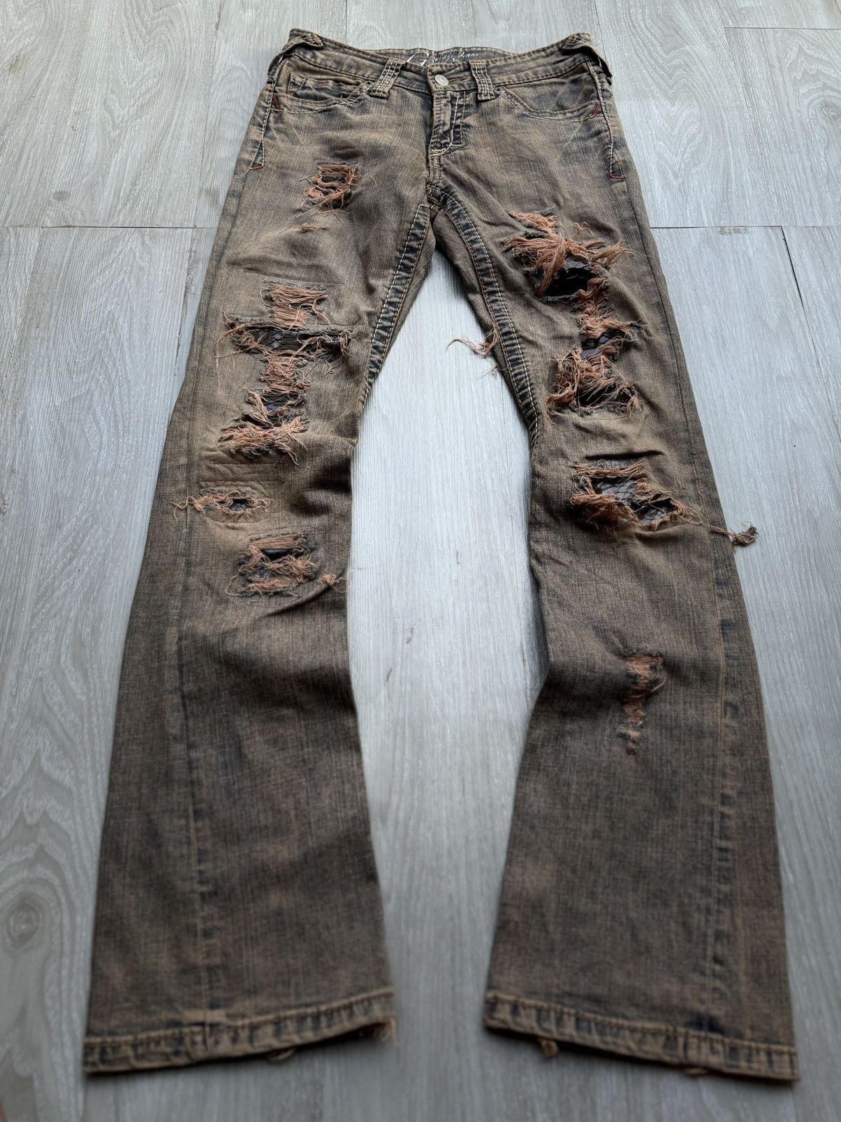 Japanese Brand SOLIDGOLD mudwash flare jeans Size US 27 - 6 Thumbnail