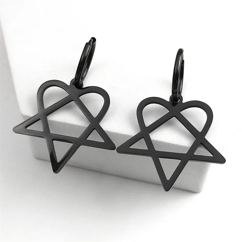 Jewelry Goth Heartagram Star Hoop Earrings Jewelry Gift Size ONE SIZE - 3 Thumbnail