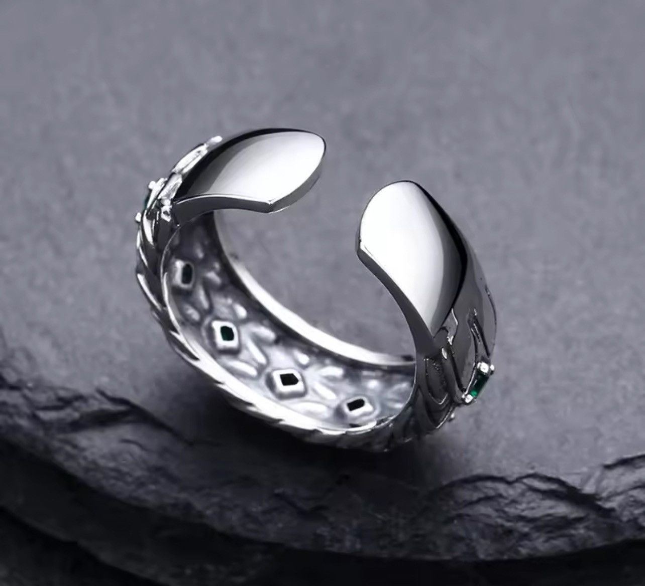 Jewelry Retro Green Crystal Scales Ring Size ONE SIZE - 5 Thumbnail