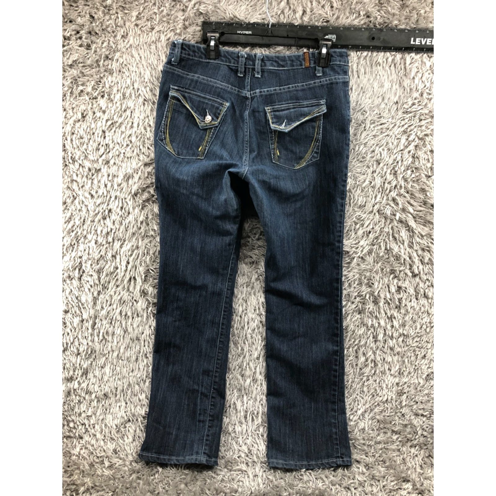 Vintage Sky Jeans Womens Size 14 Dark Wash Blue Denim 5-Pocket Straight Regular Rise Belt Loops 32in Inseam Size 36" / US 14 / IT 50 - 5 Thumbnail