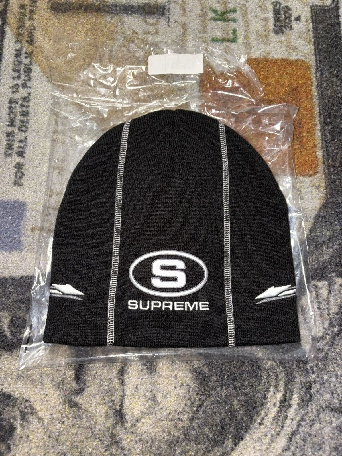 Supreme Supreme Racing Panel Beanie Black | Grailed