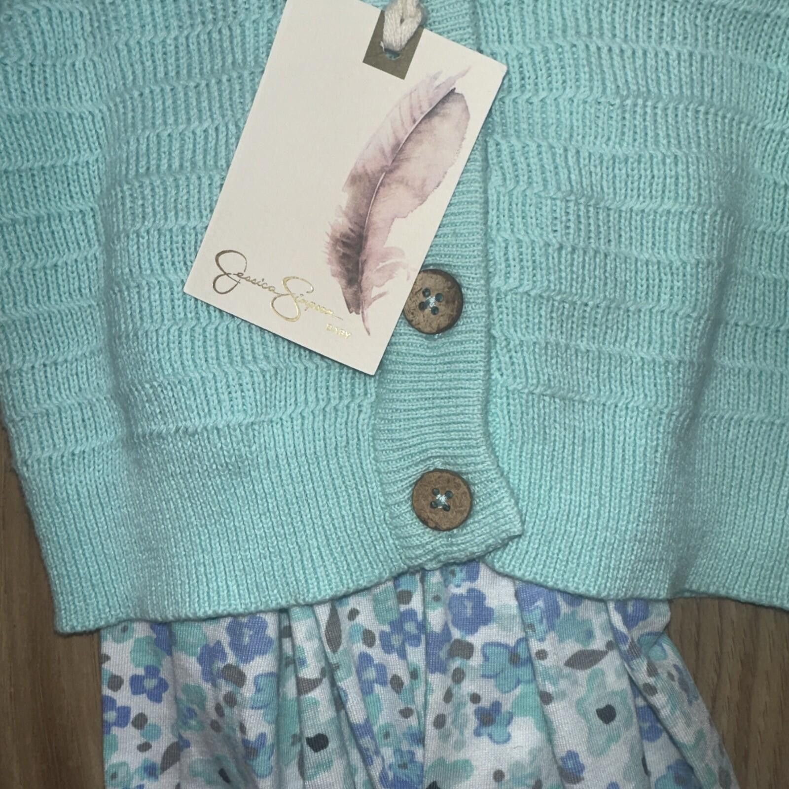 Other Jessica Simpson Baby Blue Teal Sweater Body Suit 0-3 Months Size ONE SIZE - 2 Thumbnail