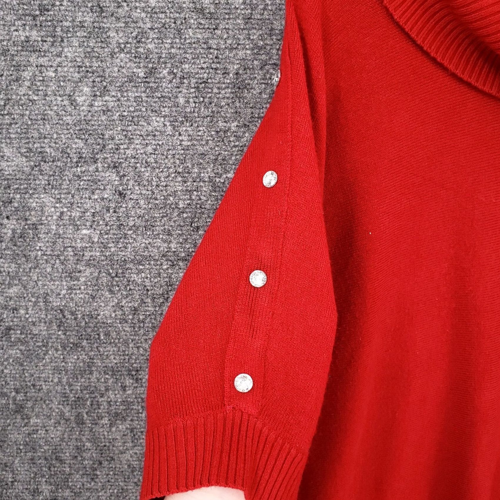 Evan Picone Evan Picone Sweater Womens L Red 3/4 Sleeve Button Cowl Neck Pullover Knit Shirt Size L / US 10 / IT 46 - 4 Thumbnail
