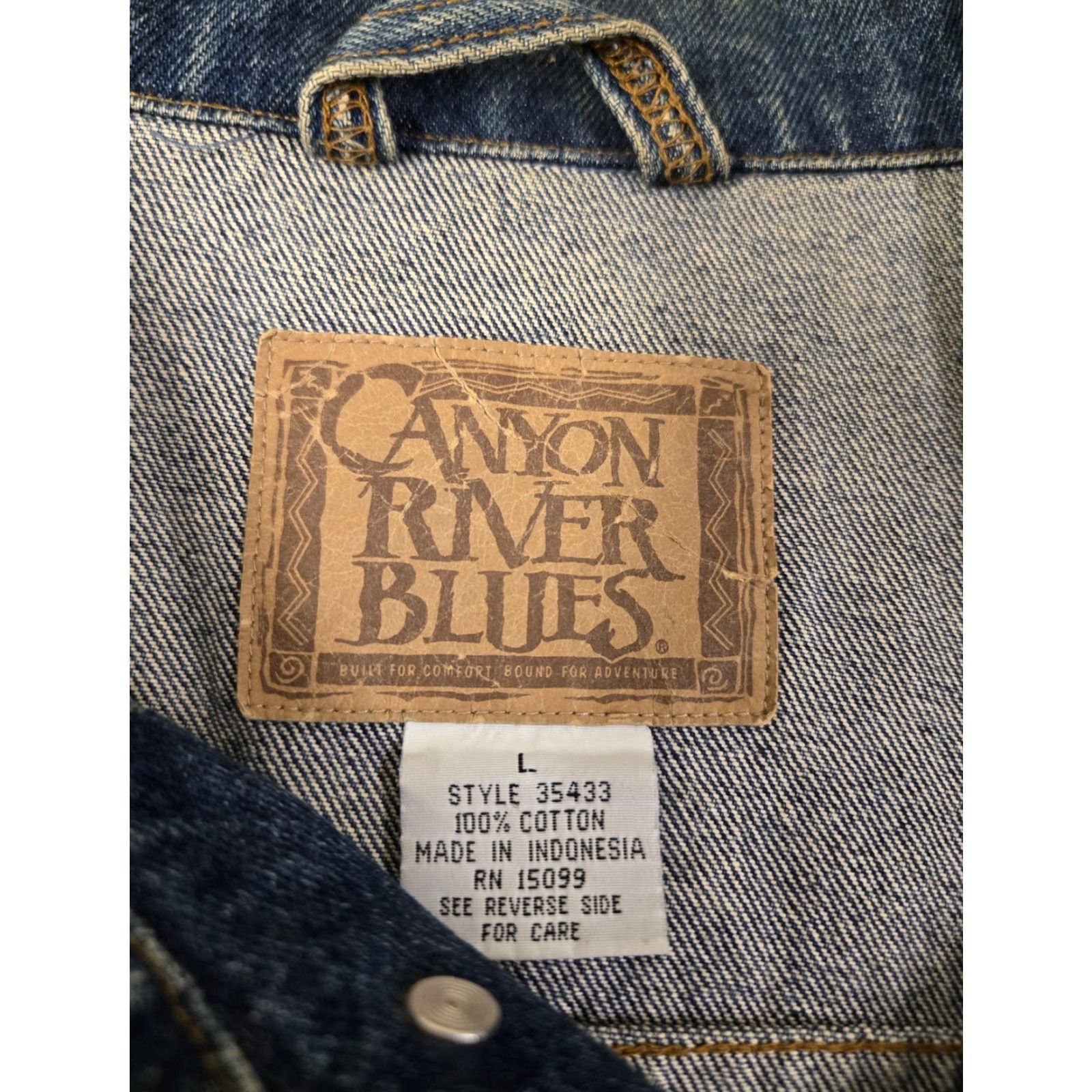 Vintage VINTAGE Canyon River Blues Denim Jacket Mens L Blue Truck­er Classic Style 35433 Size US L / EU 52-54 / 3 - 5 Thumbnail