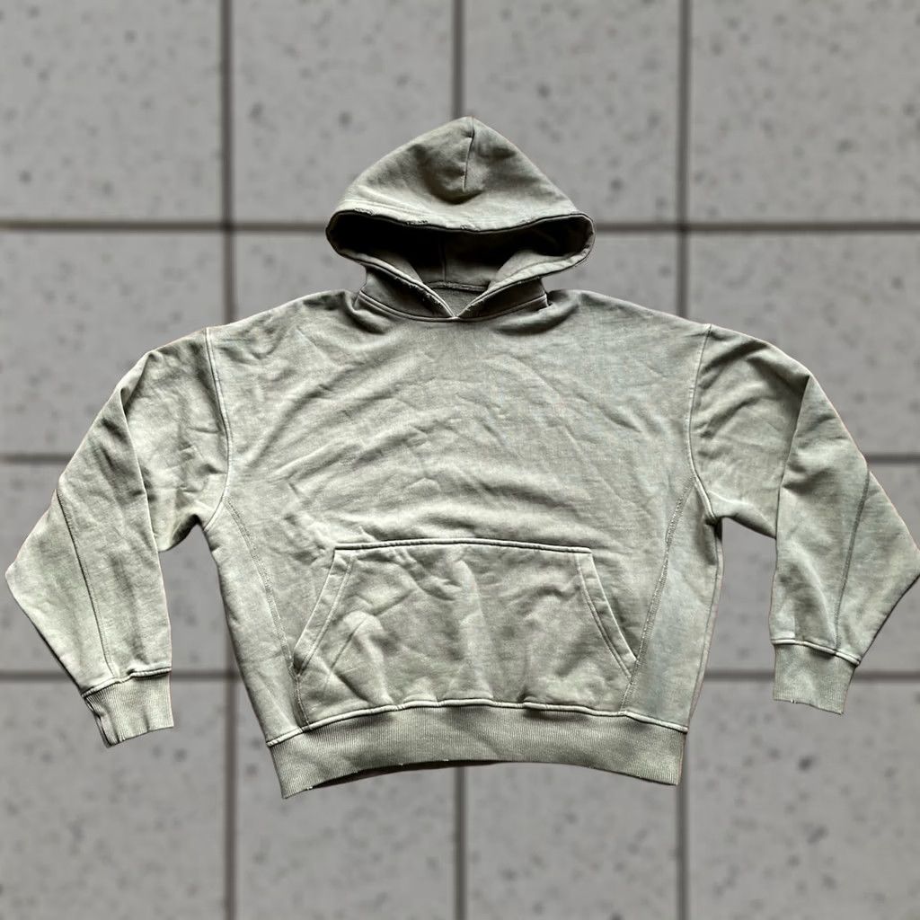 Zara ZARA Hoodie Mens Size M Oversized Olive Green Sweatshirt Boxy Distressed Hooded Pockets All Seasons Casual Pullover Size US M / EU 48-50 / 2 - 1 Thumbnail