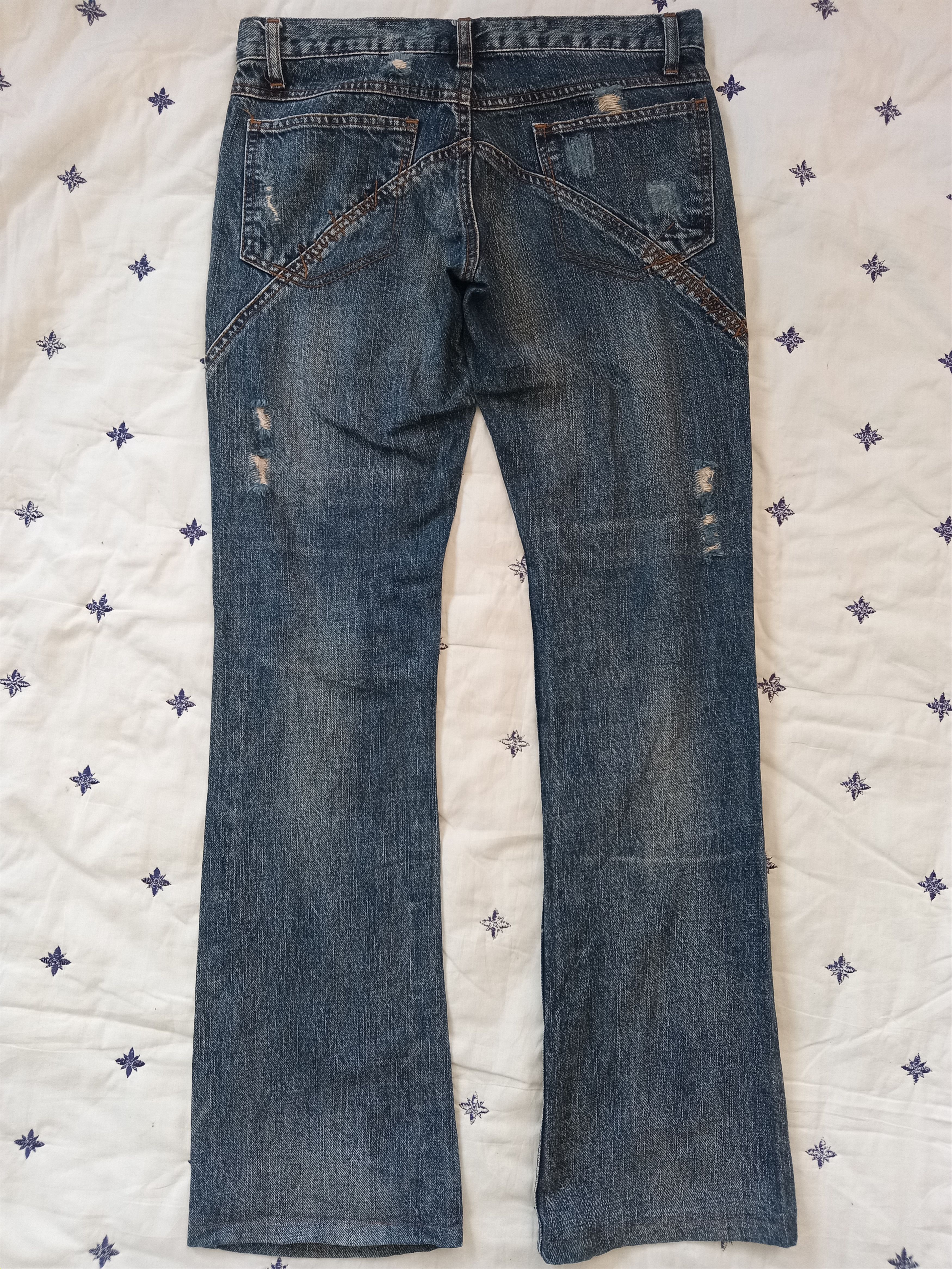 Japanese Brand DEAR HEART💥 Vintage Japan Distressed Flare Jeans Size US 31 - 9 Thumbnail