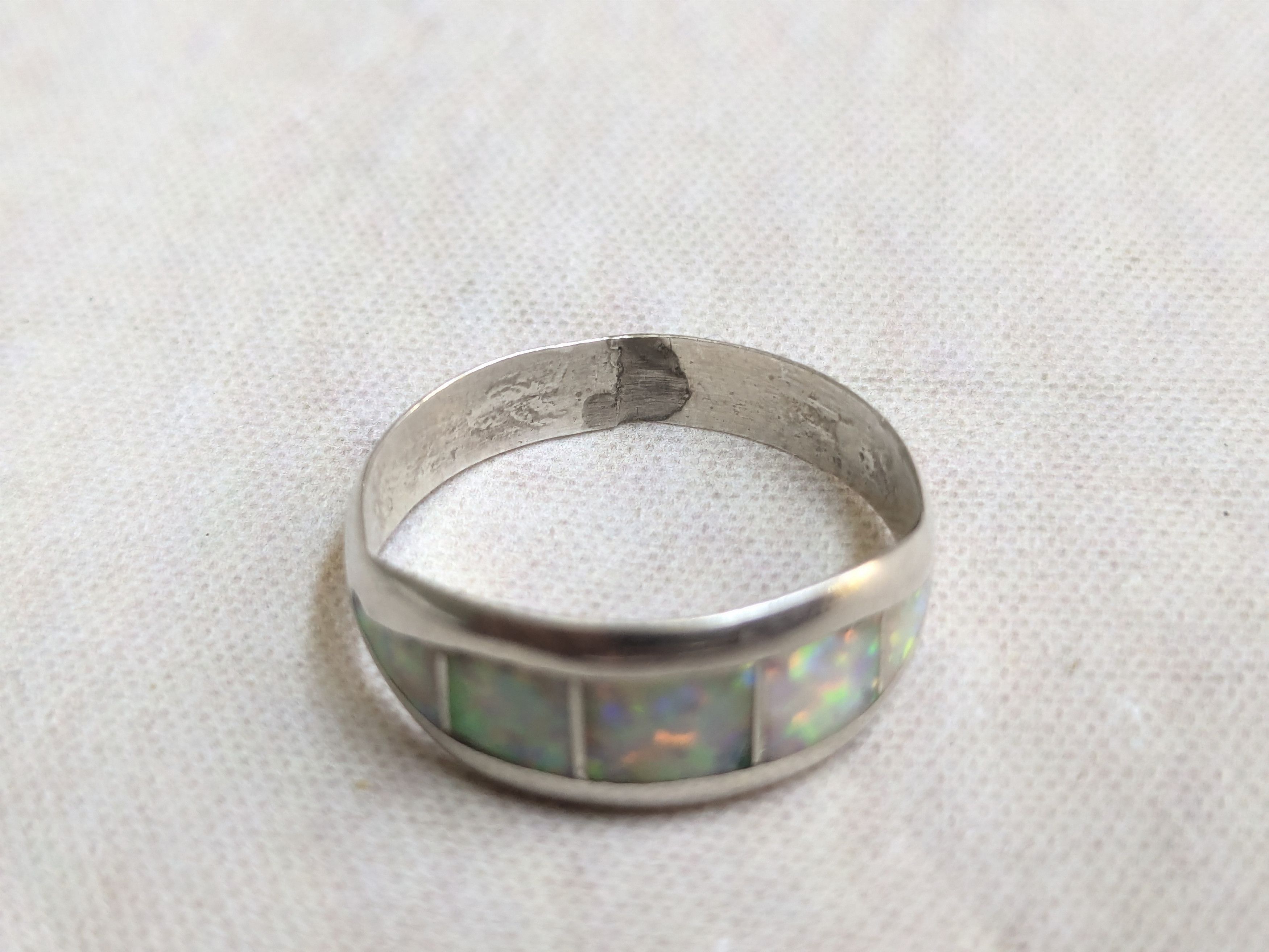 Jewelry Sterling Silver Ring Opal Band Inlay 9.25 Size ONE SIZE - 6 Thumbnail