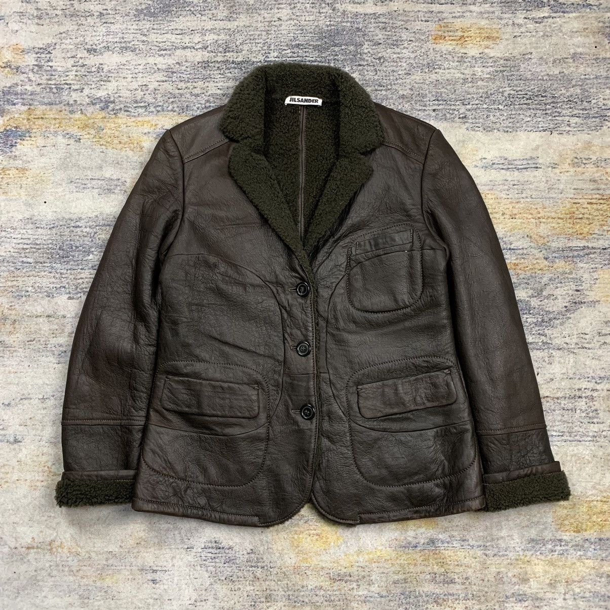 2000s Jil Sander x Raf simons shearling leather jacket