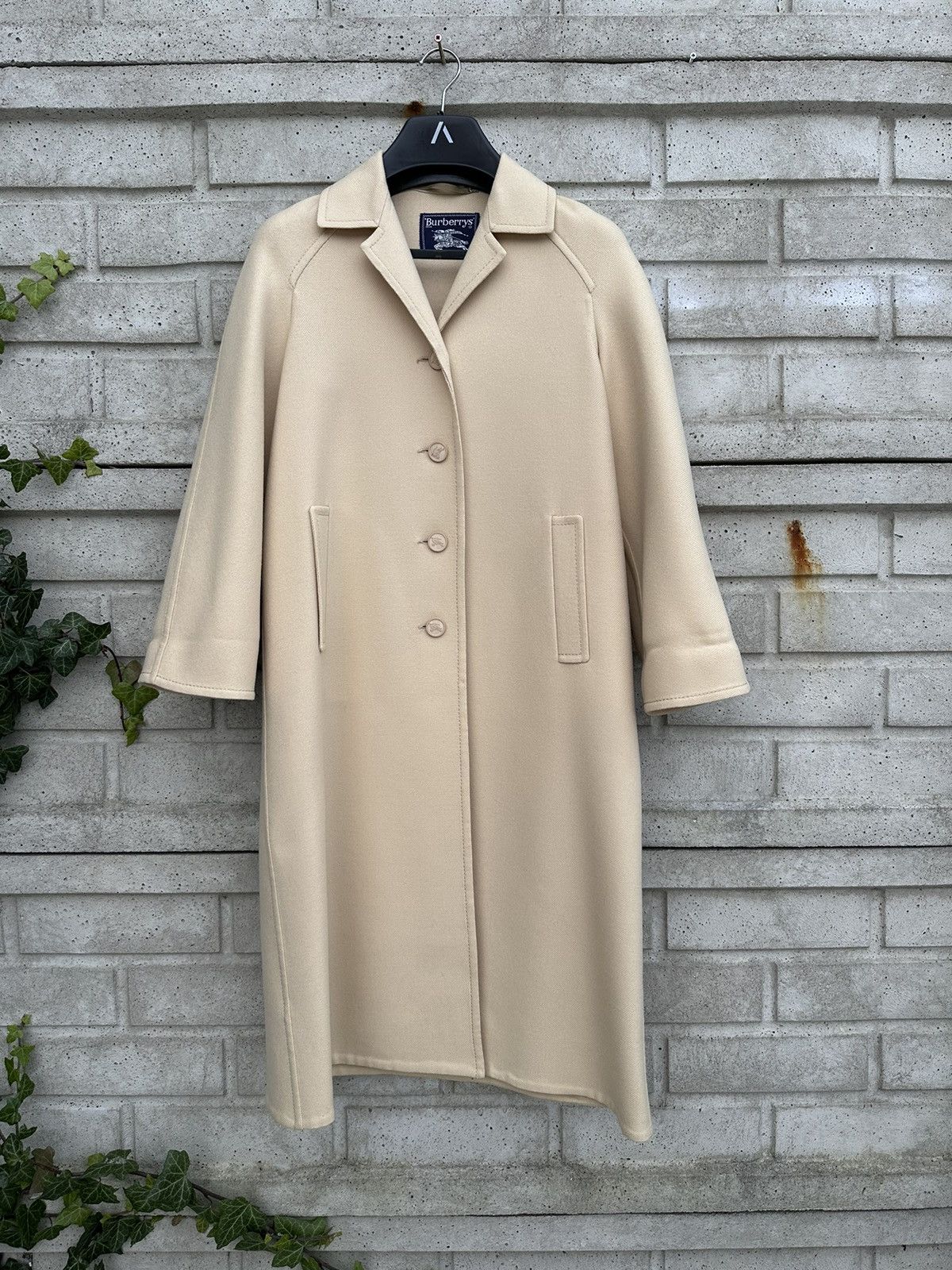 image of Vintage Burberry Wool Coat With Decorative Buttons 100% Wool in Beige, Women's (Size Small)