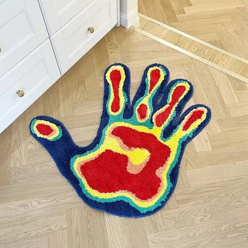 Handmade Fluffy Palm Rug Tufted Carpet Size ONE SIZE - 1 Thumbnail